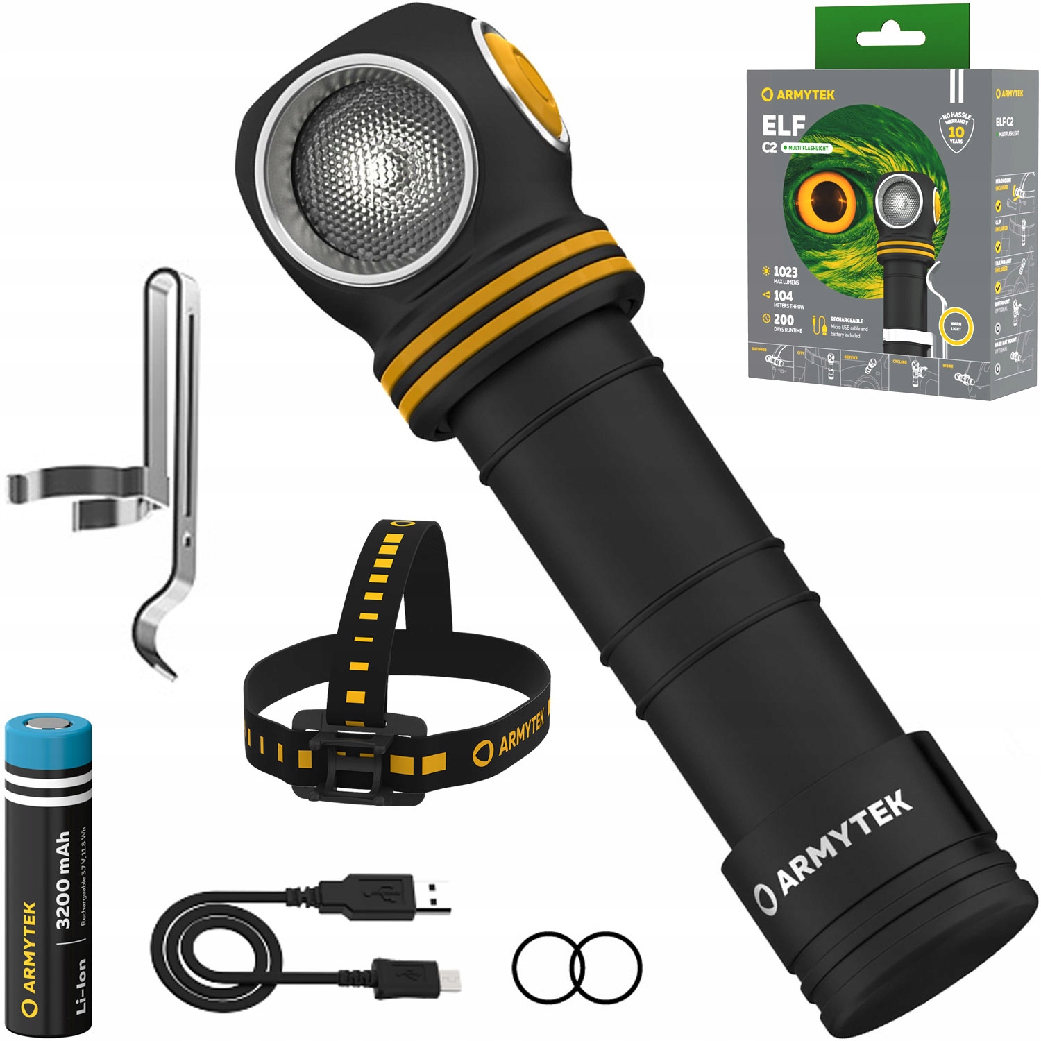 ARMYTEK фонарик ELF C2 MICRO USB теплый 1023LM