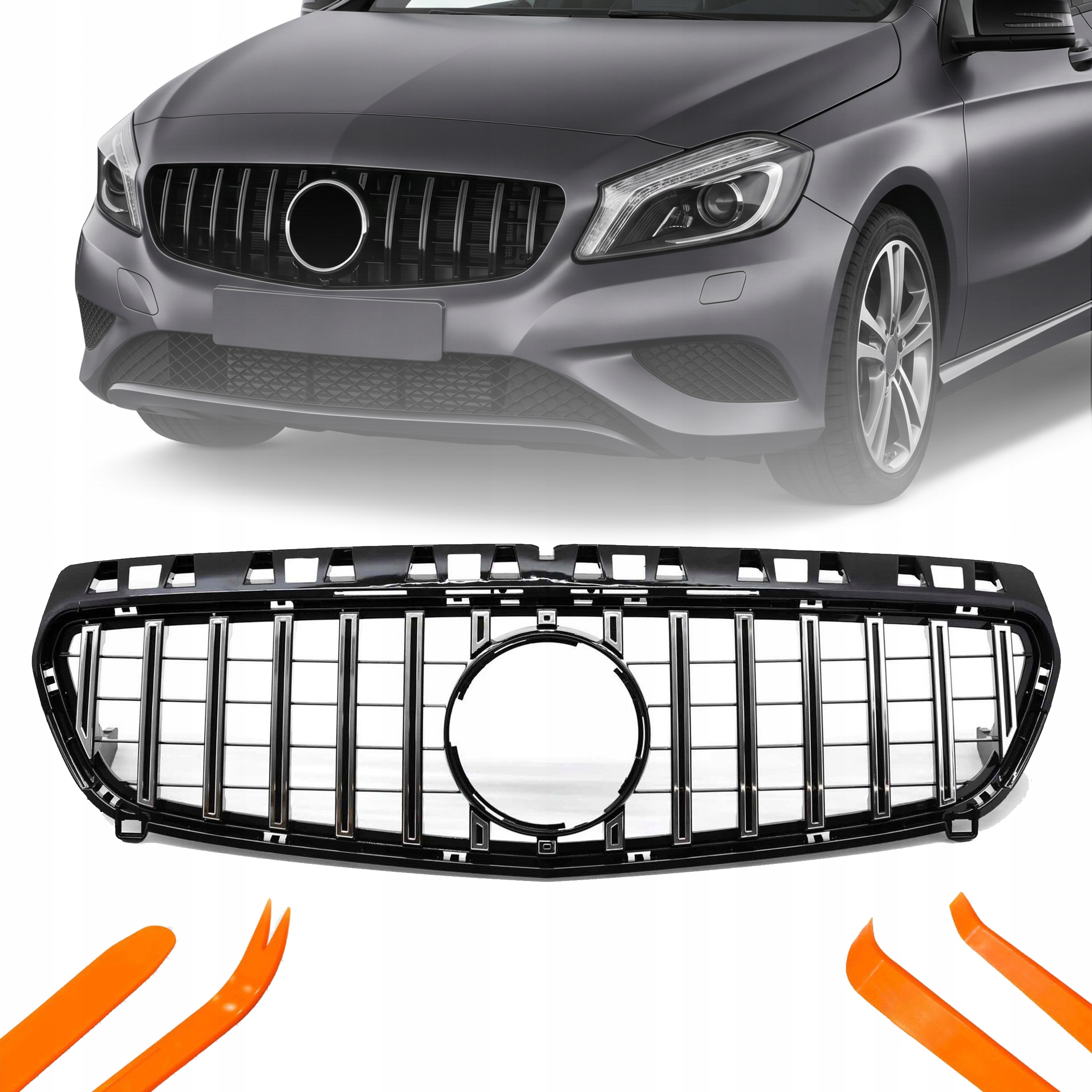 Atrapa Grill Mercedes Db C W176 13-15 Stříbrná Gtr Style