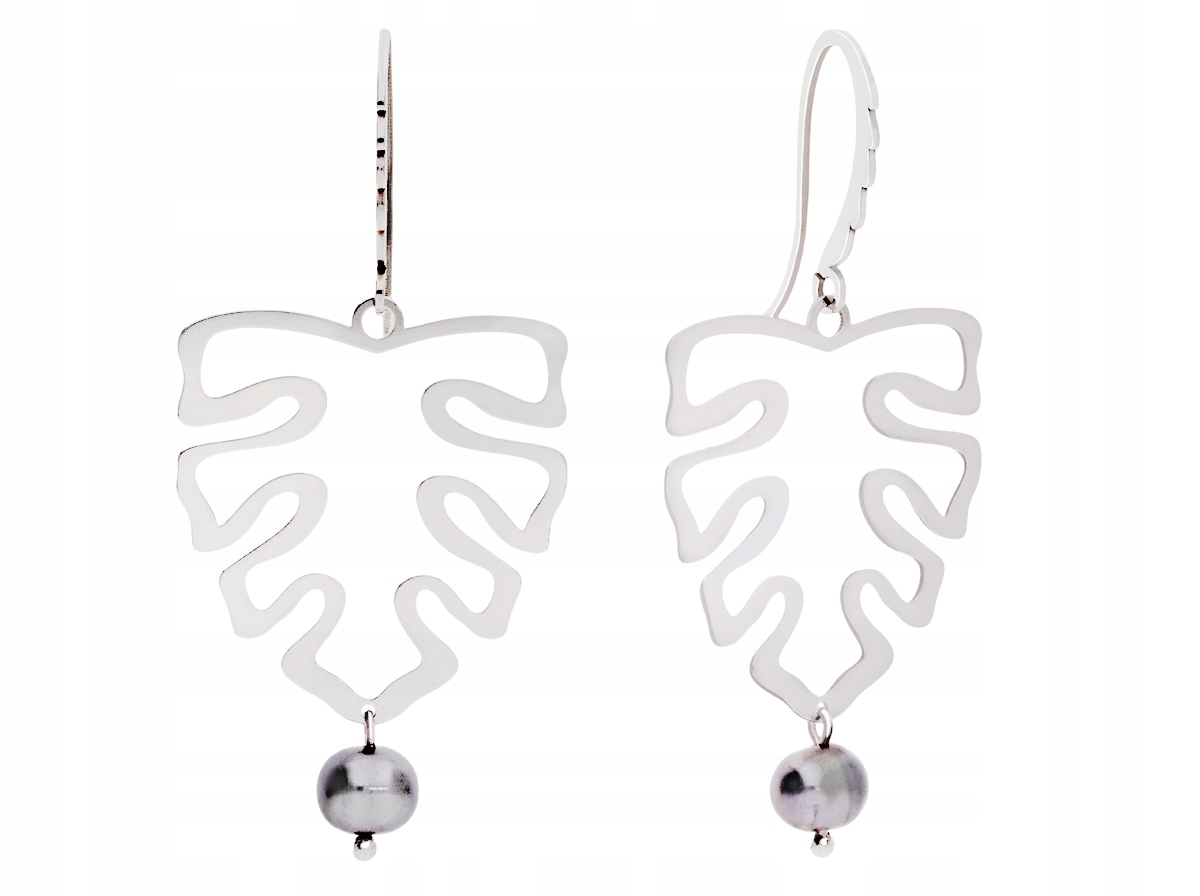 

Kolczyki duże liście monstera perła naturalna