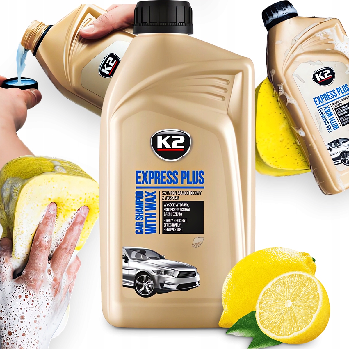 K2 Express Plus Szampon Samochodowy Z Woskiem Połysk 1L
