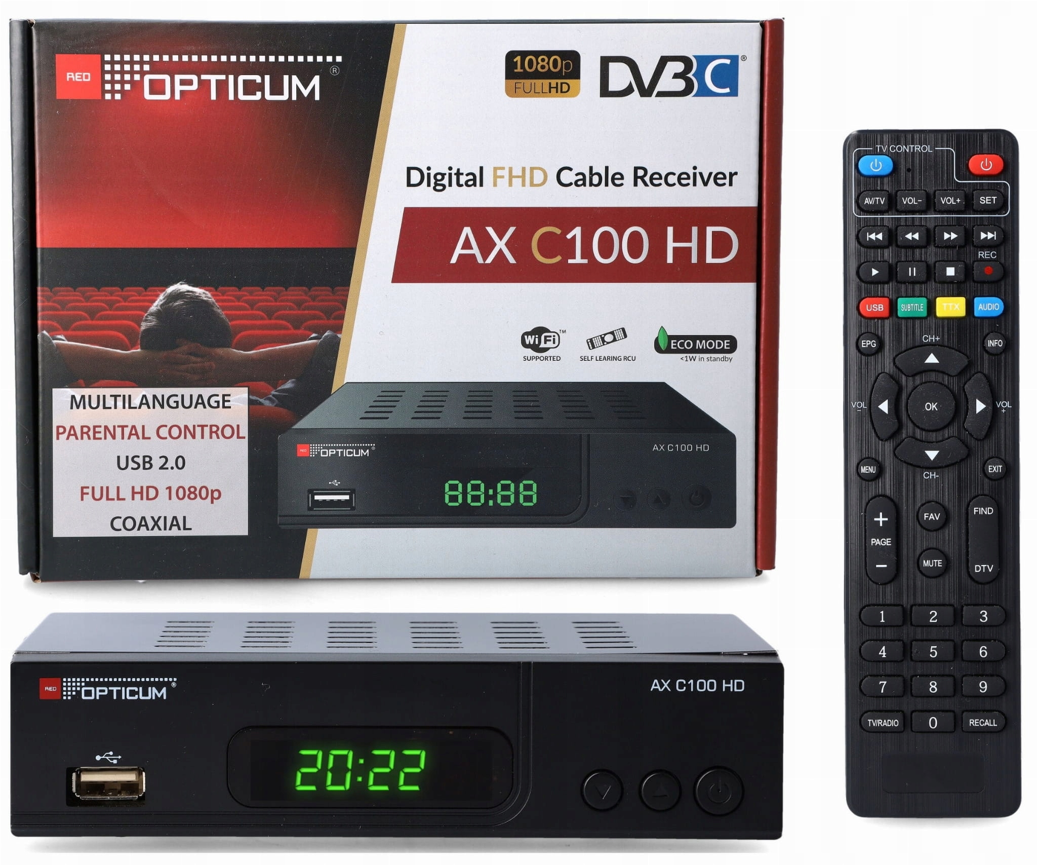 Dekoder Dvb-c Cyfrowy do Kablówki Hd MPEG4 Opticum Telewizji Kablowej Tuner