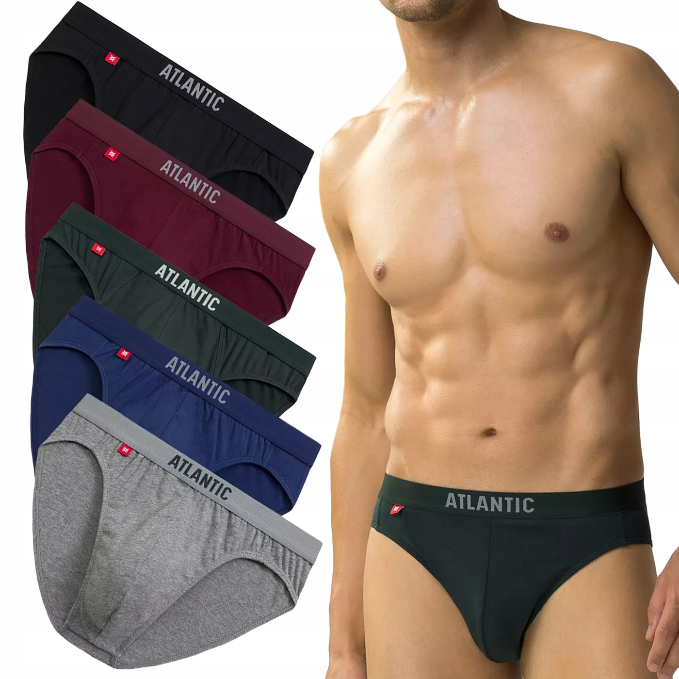Pánské Slipy Atlantic 5SMP-004 přiléhavé slipy z bavlny 5 Barev XL