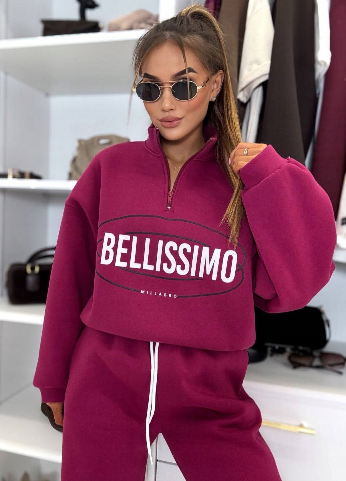Teplákovka Bellissimo Millagro Magenta Uni.