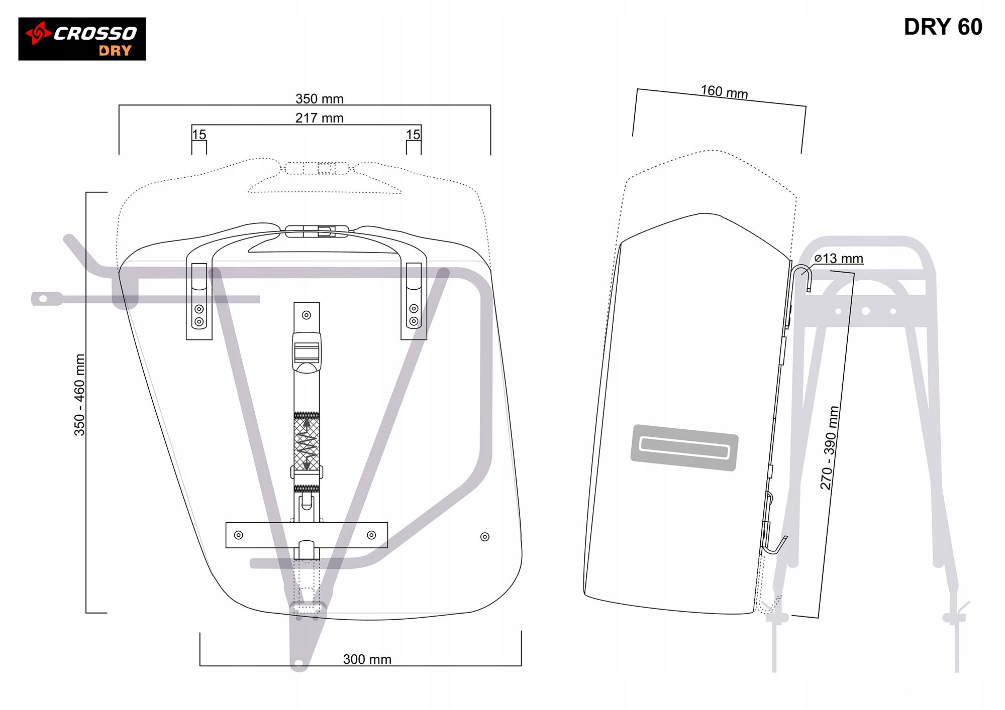 Sakwy Crosso DRY 60 Click System / Czerwony kolor Waga 2000 g