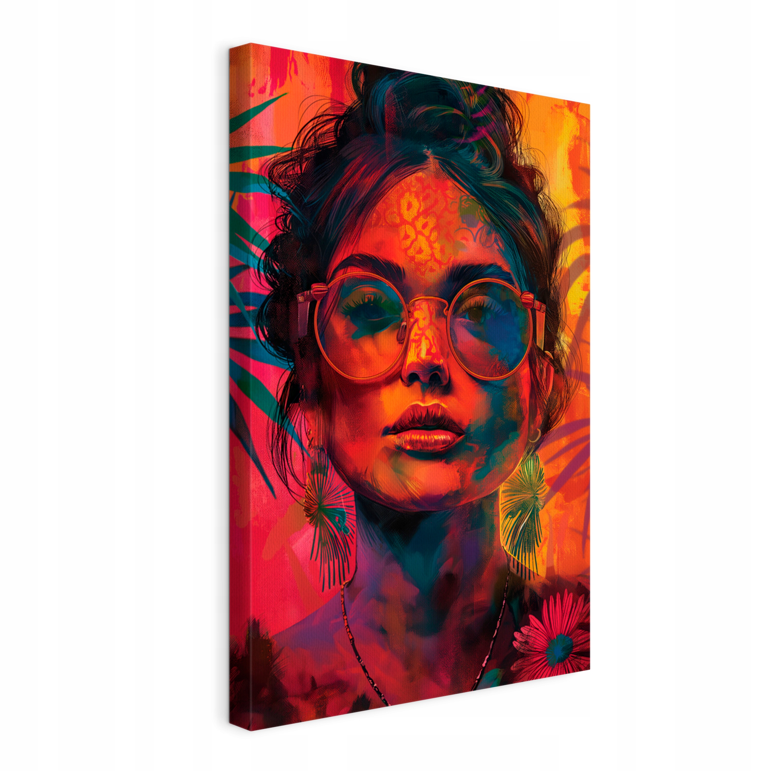 Obraz na plátně Žena Brýle Barvy Boho do obývacího pokoje Ložnice 80x120