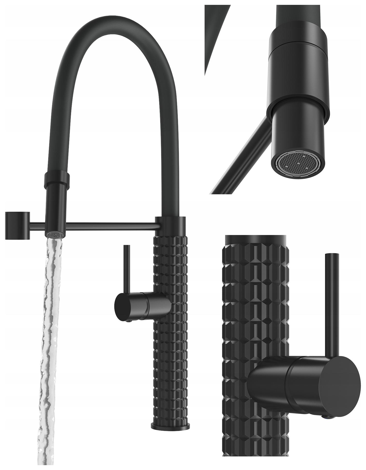 Kuchynská Batéria S Flexibilným Výtokom Čierna, Moderná Batéria Do Drezu Fano