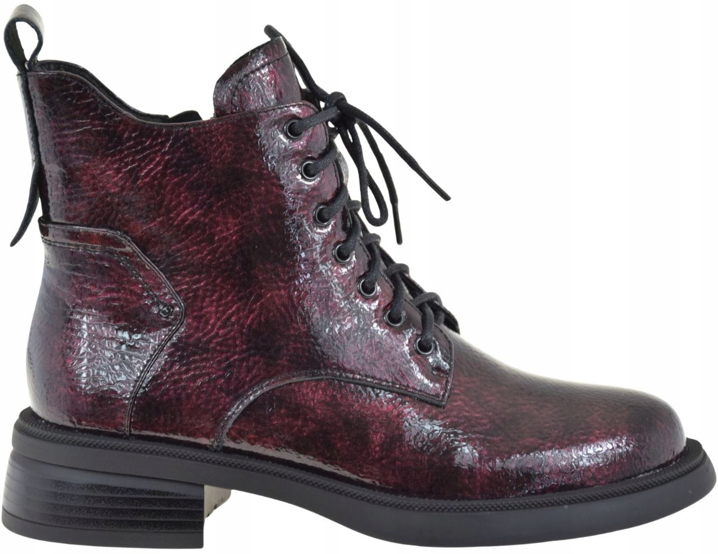 Elegantní dámské kotníkové boty kožené boty S.barski LZ52-954 burgundský podzim zima R38