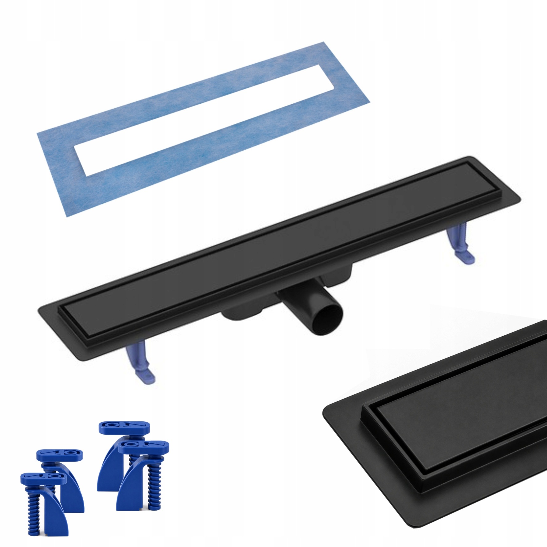 Lineárny odtok Cersanit Tako 60 cm Dvojstranný Čierny moderný S907-017