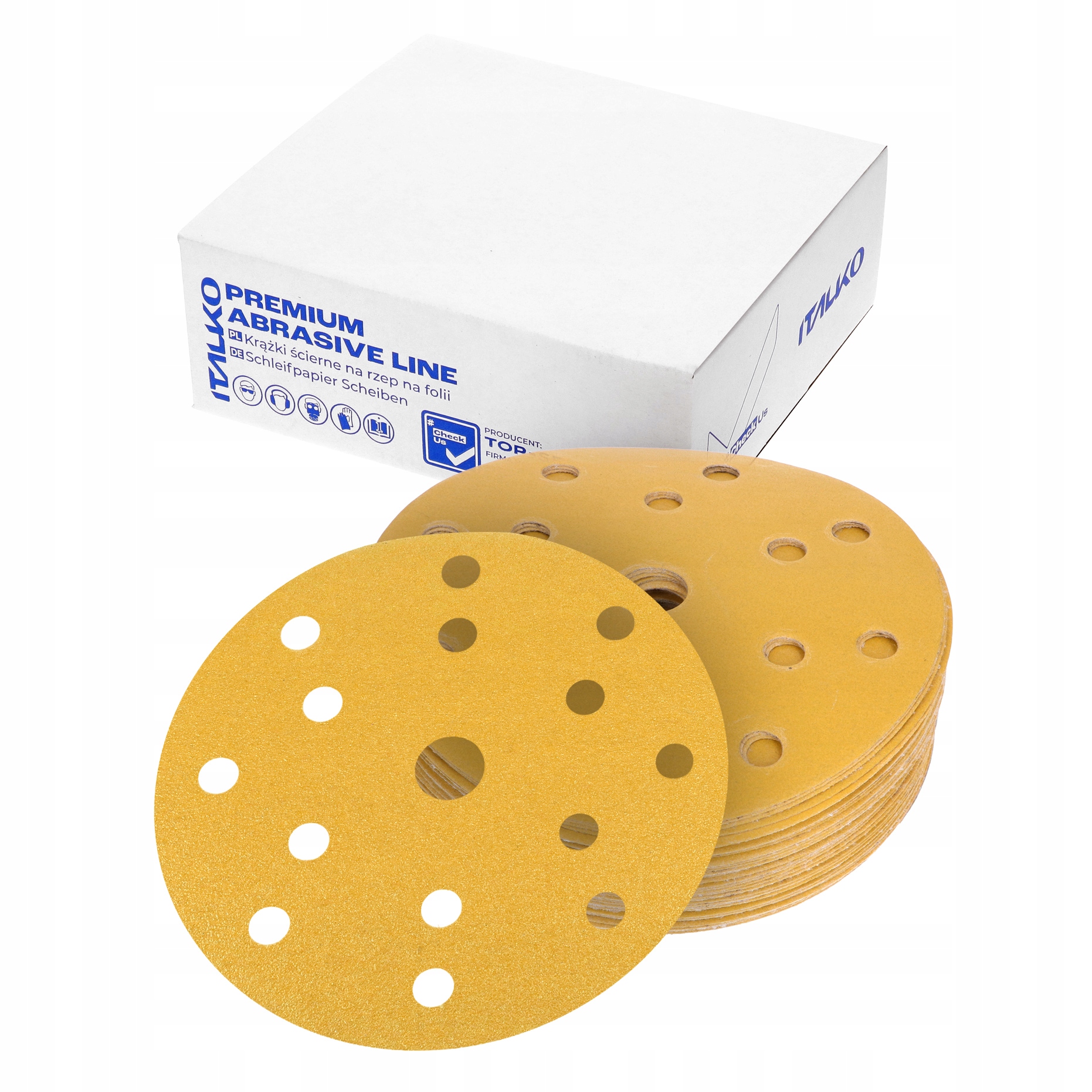 50x PAPIER ŚCIERNY NA RZEP 150mm 15H KRĄŻKI P60