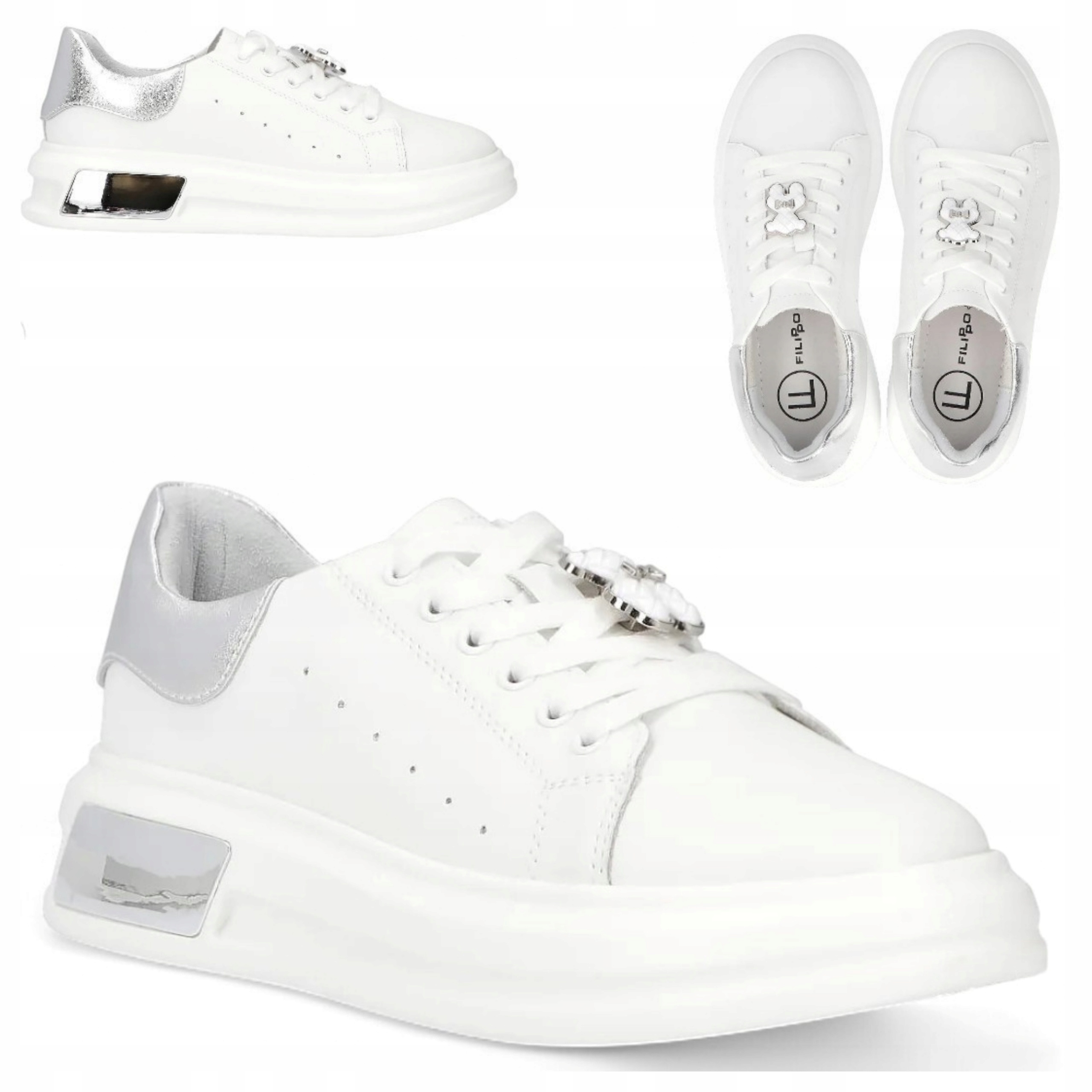 Skórzane Sneakersy damskie na platformie Filippo 38 wiosenne buty wiązane