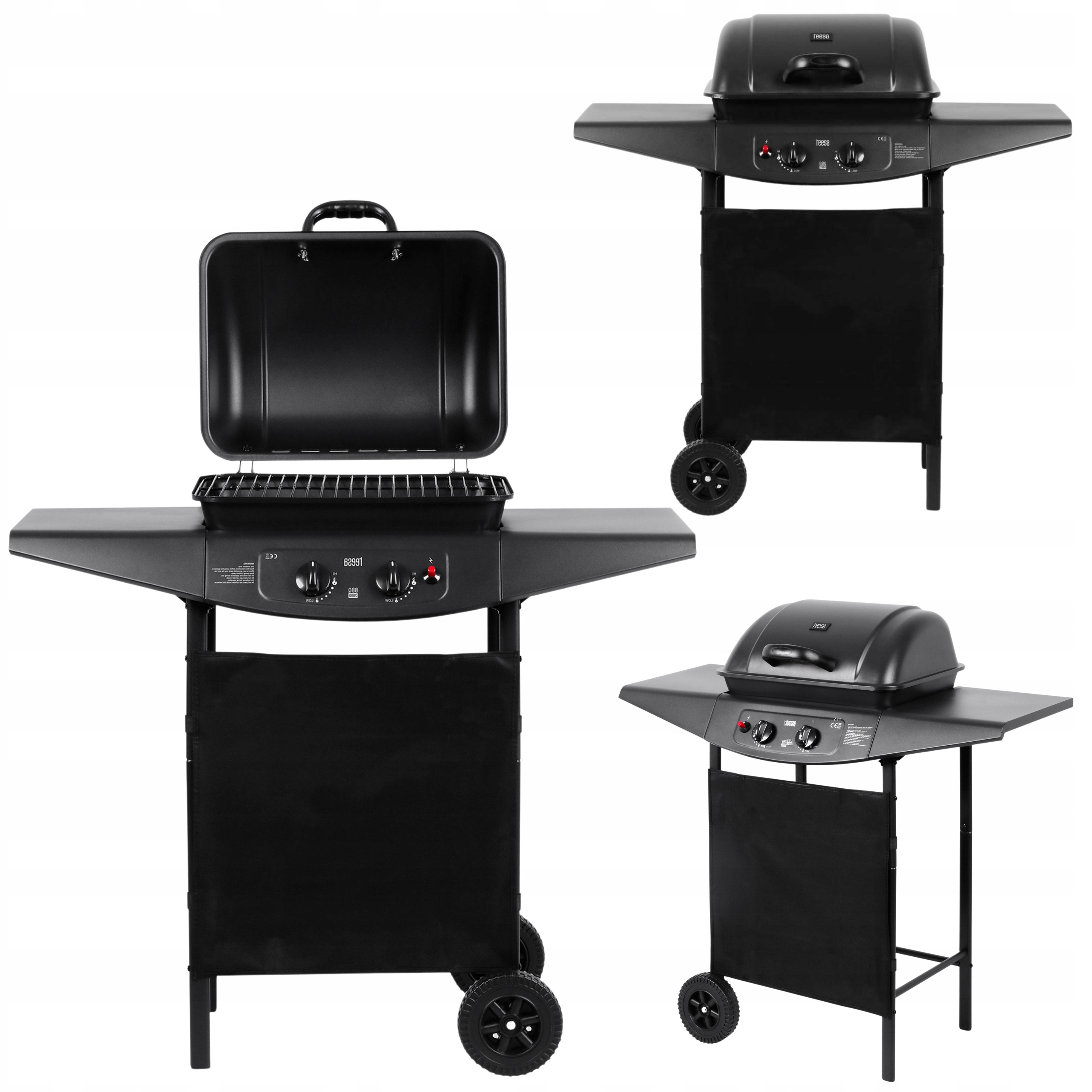 Plynový gril Teesa Bbq 2000 2 horáky 5 kW TSA0080 čierny kompaktný