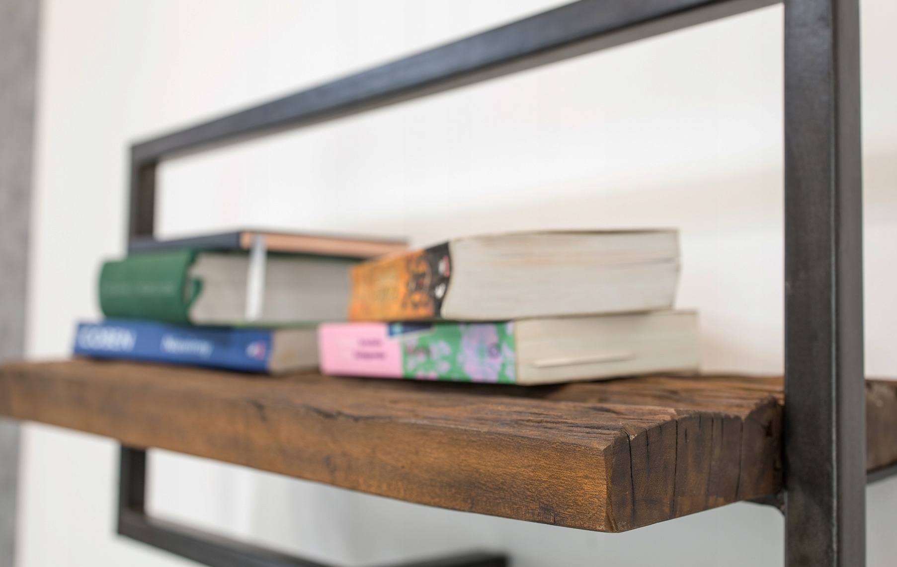 Półka drewniana metalowa wisząca Palisander Głębokość mebla 25 cm