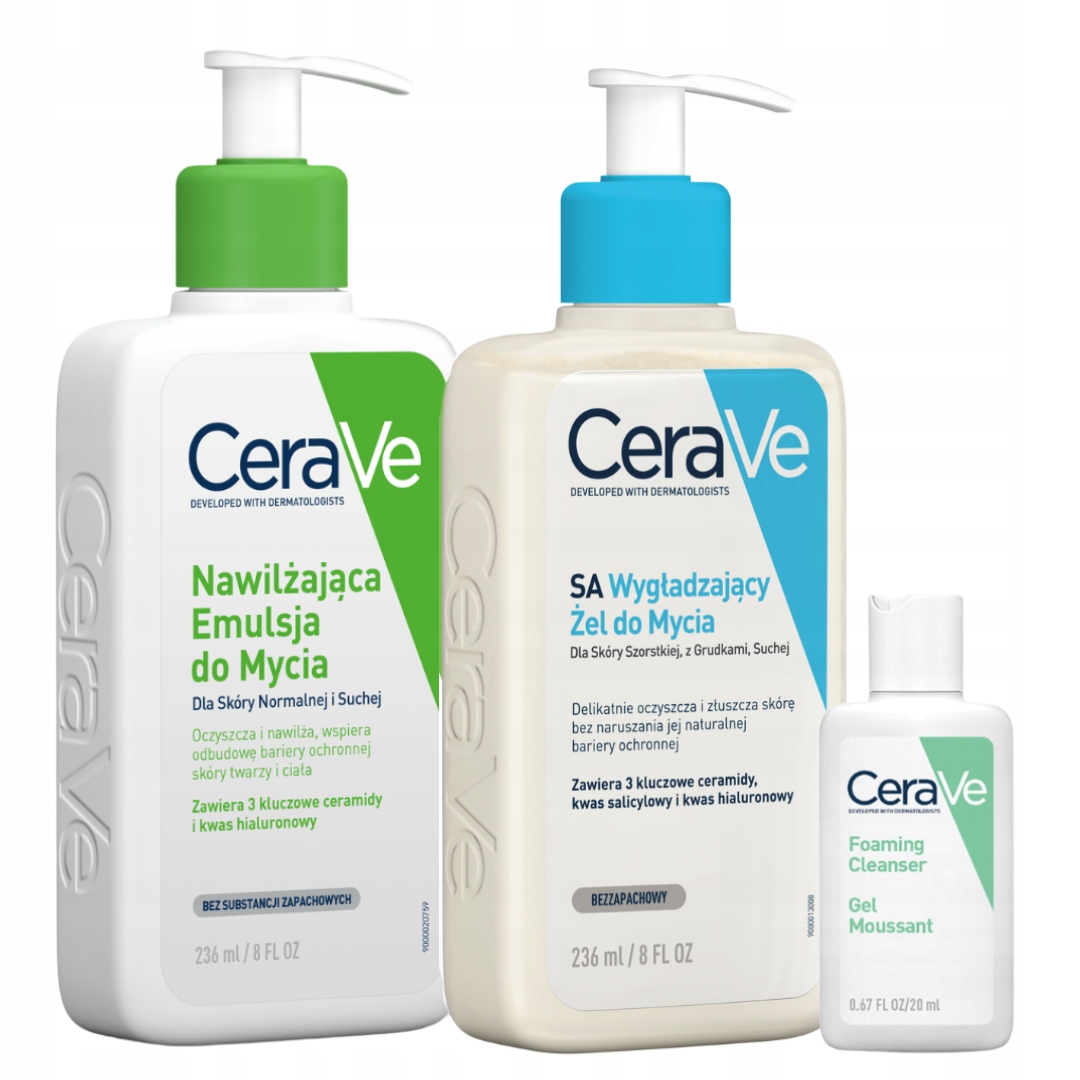 CeraVe Sa Żel Wygładzający, Emulsja Nawilżająca do Mycia 236ml