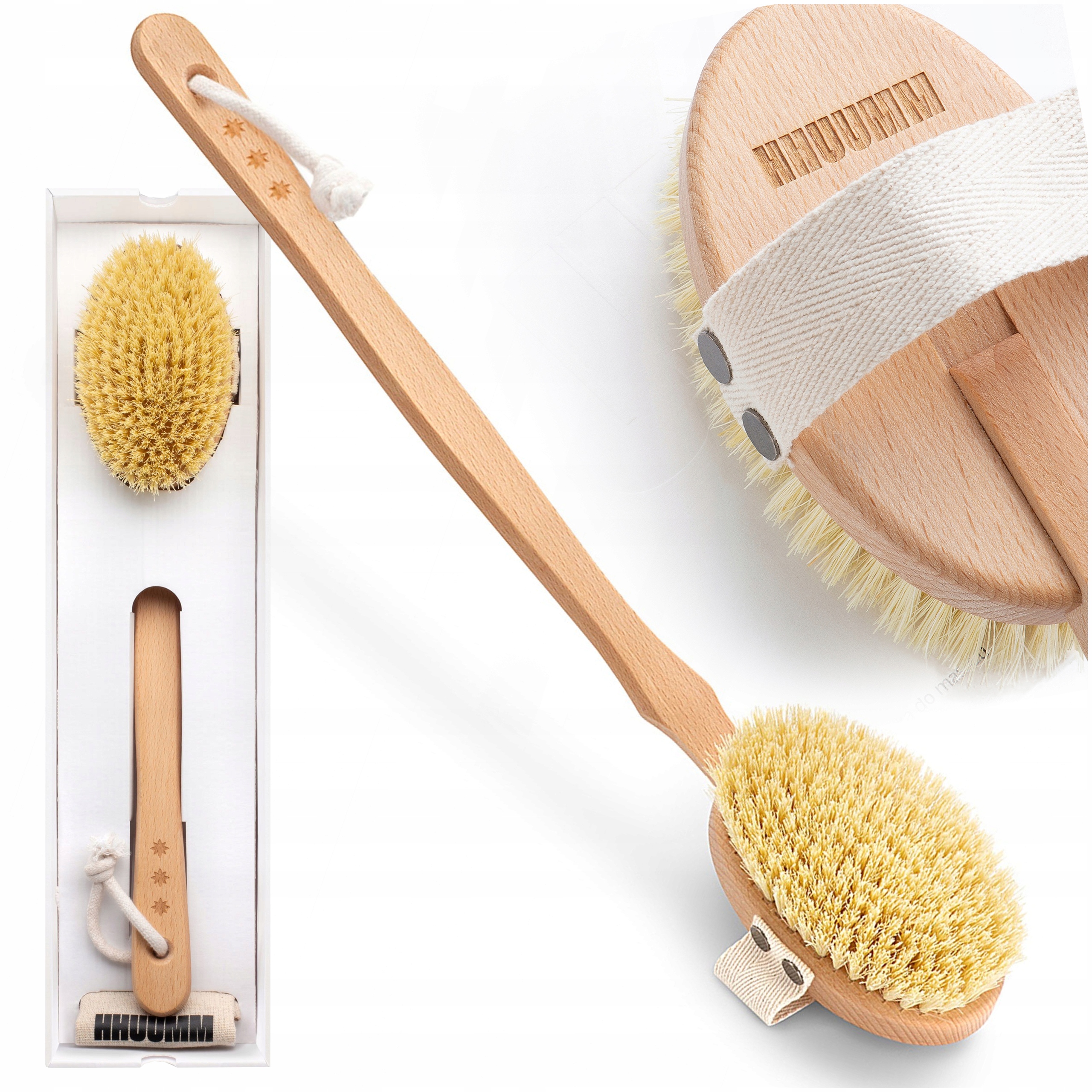 Szczotka Do Mycia Pleców Masażu Ciała Długa Tampico 100% Naturalny Produkt