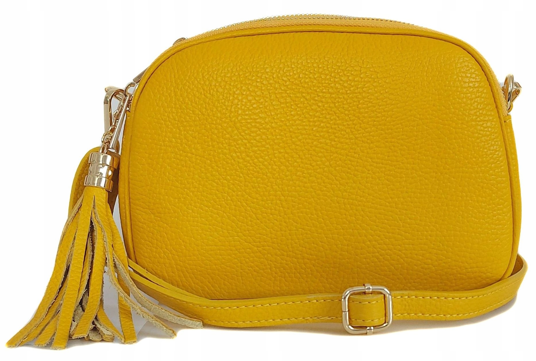 Italská kabelka přes rameno 3 komory kůže Vera Pelle prostorné zlaté kování krásné