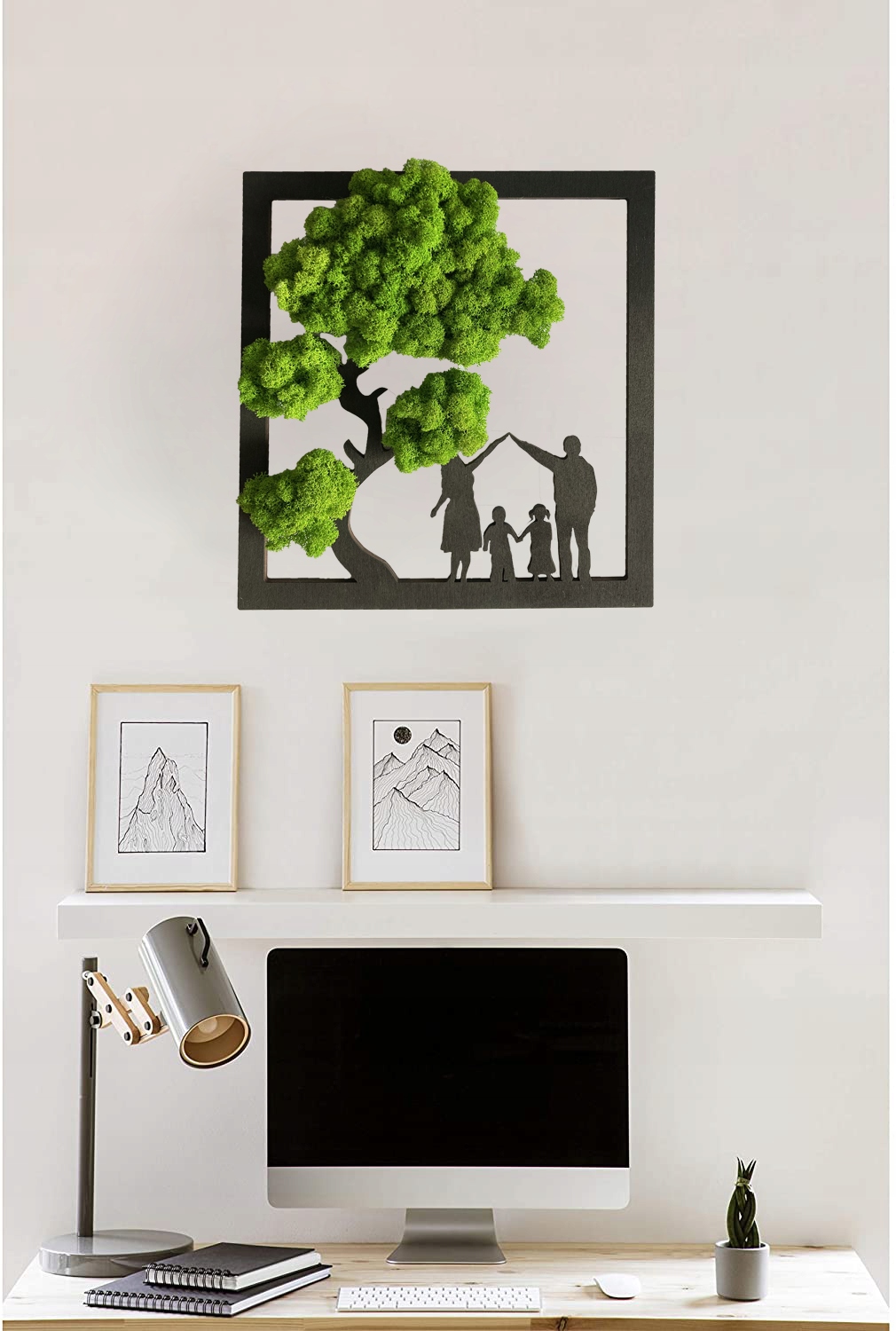 OBRAZ Z MCHU RODZINA DRZEWKO BONSAI MECH CHROBOTEK ŻYWY OBRAZ DRZEWO ŻYCIA Marka inna