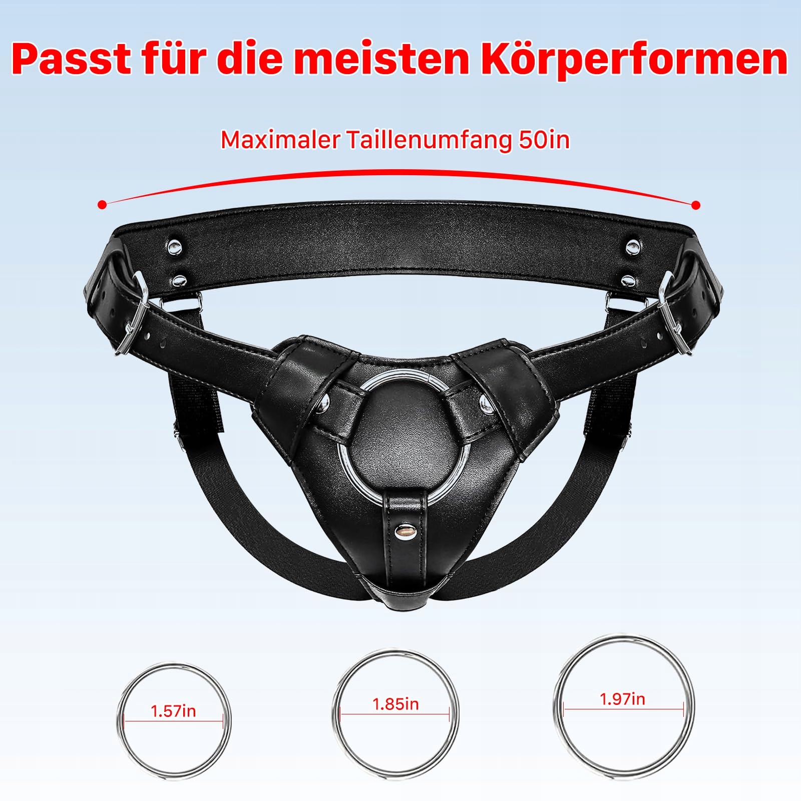 BONDAGE Regulowany Strap On Dildo Skórzany Pas Dla Kobiet i Mężczyzn — miniatura 5