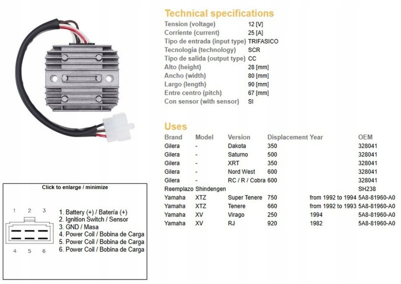 Regulátor Napätia Gilera Dakota/saturno/xrt/nord West/rc/r/cobra