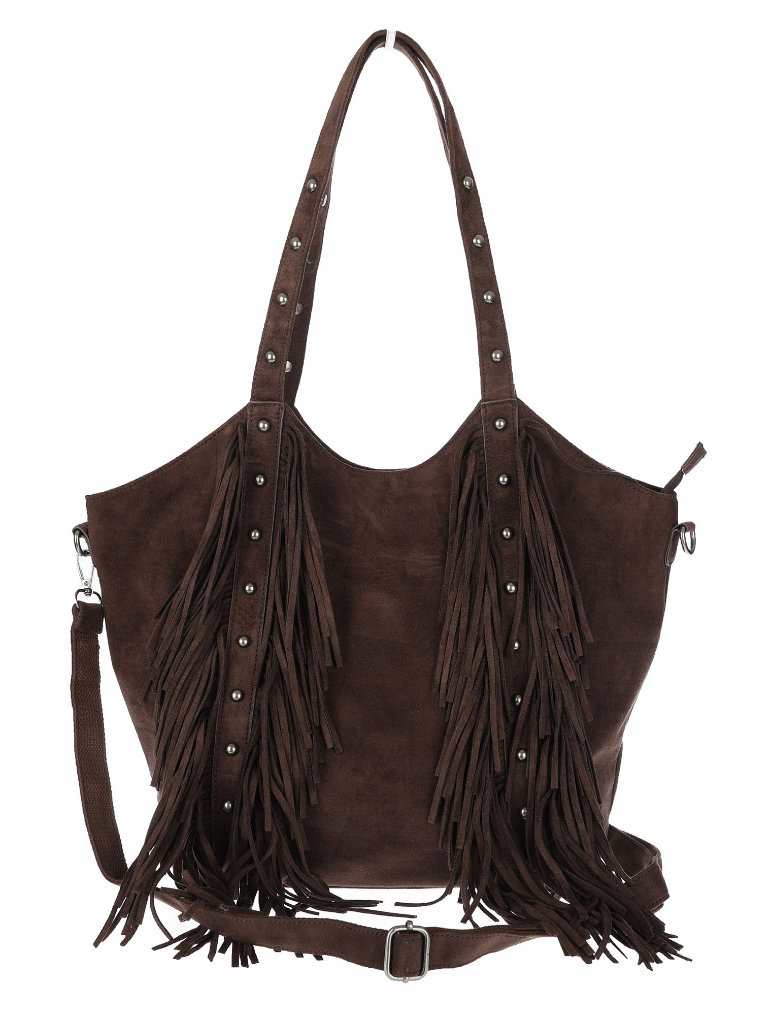 Dámská kabelka Semišová Třásně Shopper Taška přes rameno L3940 Čokoládová