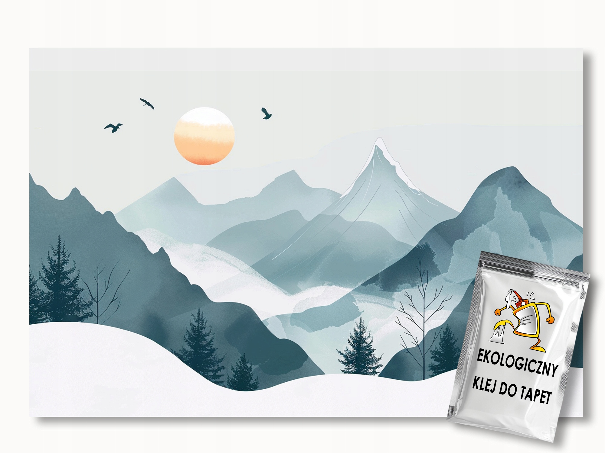 Fototapeta Flizelina Děti Krajina Hory Slunce Zima Sníh 350x270 155g