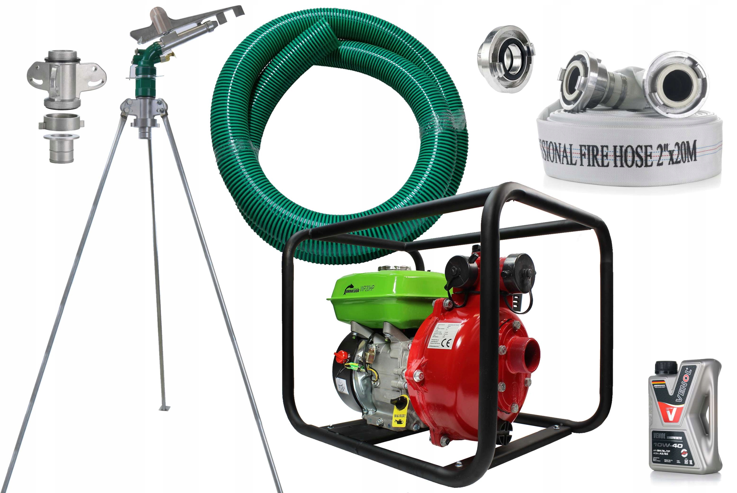 Zraszacz polowy 40PY zielony w zestawie z pompa wody WP20HP NR2