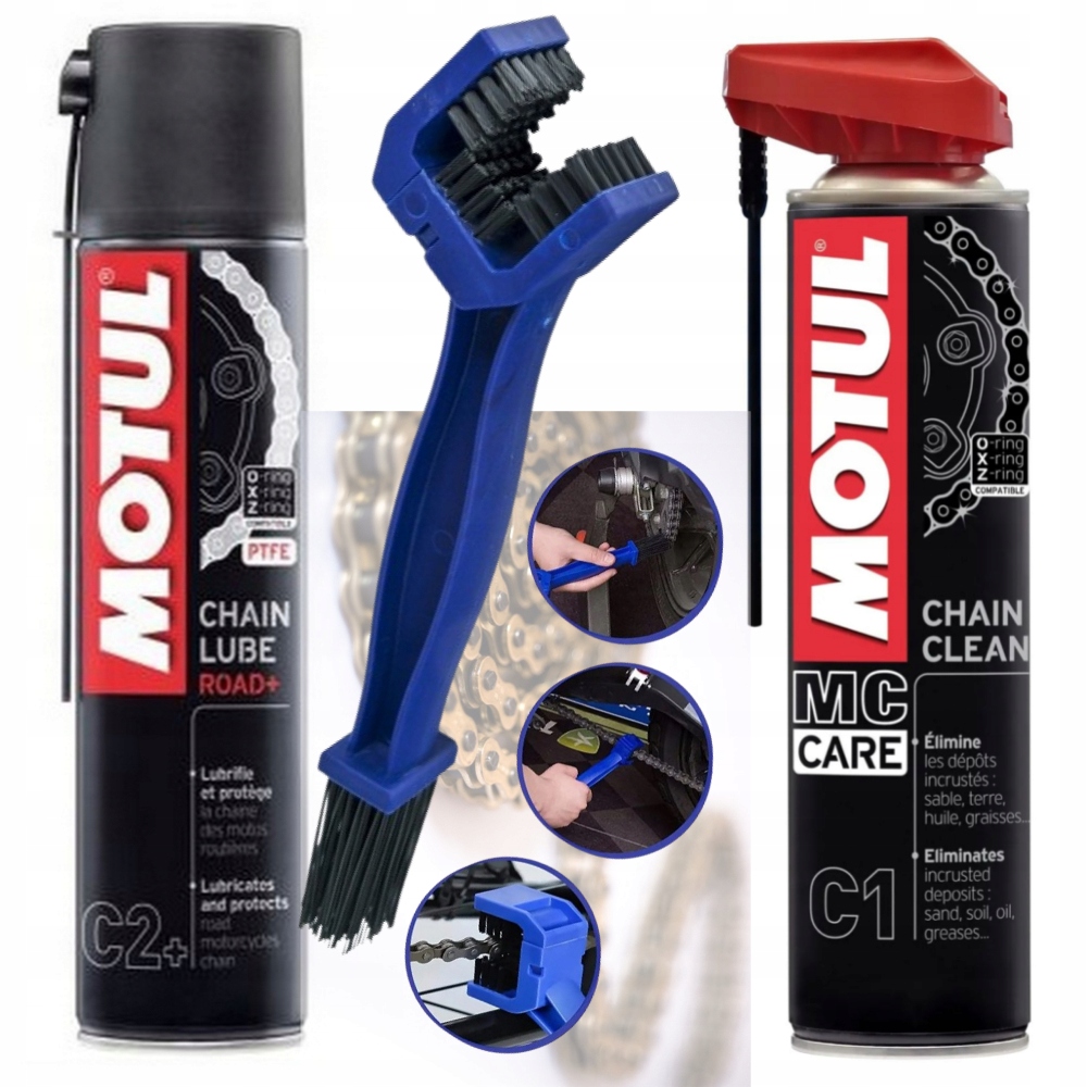 Zestaw do smarowania pielęgnacji czyszczenia łancucha motor C2+ C1 szczotka