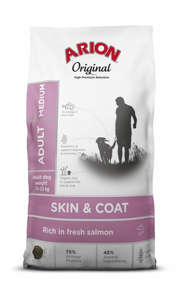 Arion Skin & Coat/Salmon Adult Medium 12 kg sucha karma dla psa z