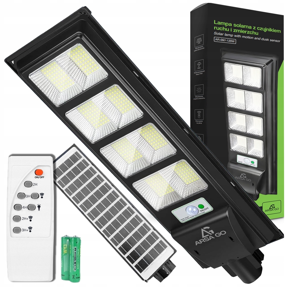 Lampa Solarna Ogrodowa Uliczna Zewnętrzna Led Z Czujnikiem Ruchu Zmierzchu