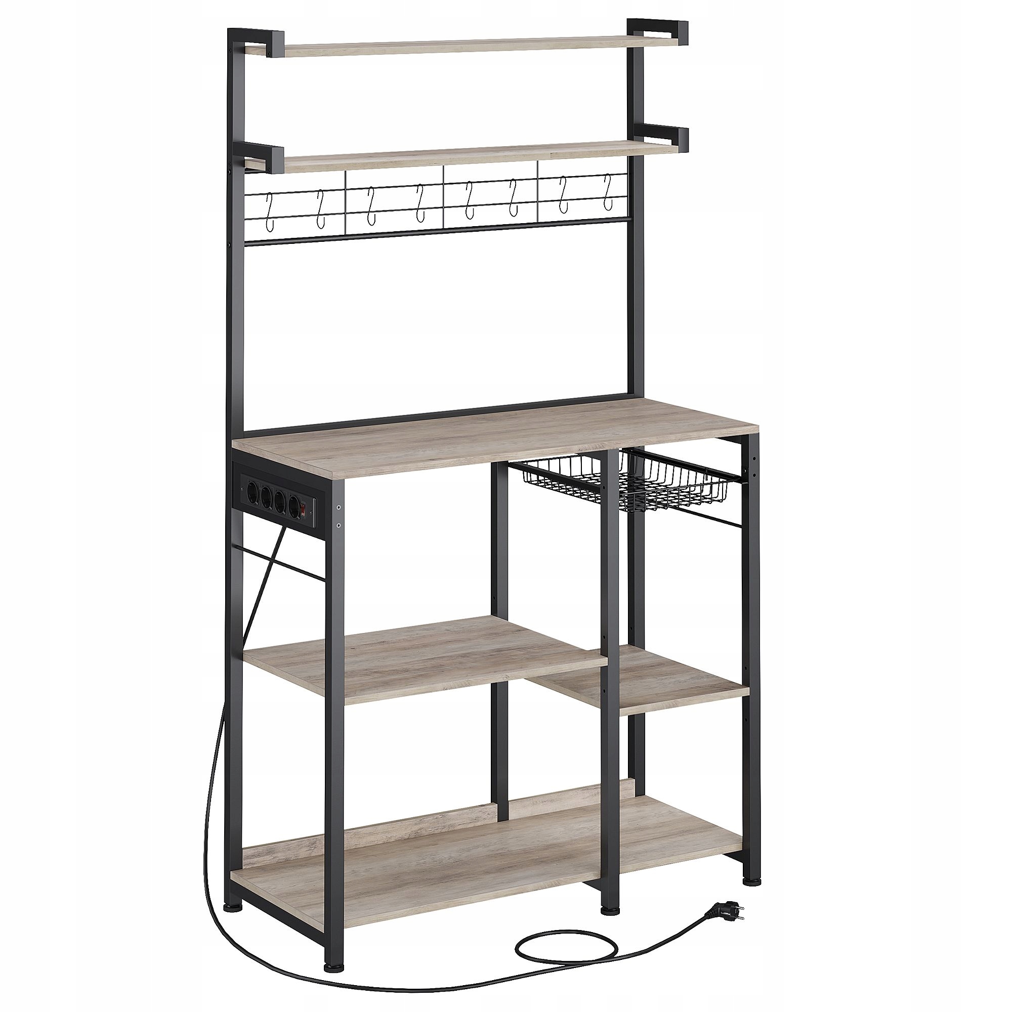 Kuchynská skrinka s napájacou lištou pre 4 zásuvky, výsuvný kovový kôš