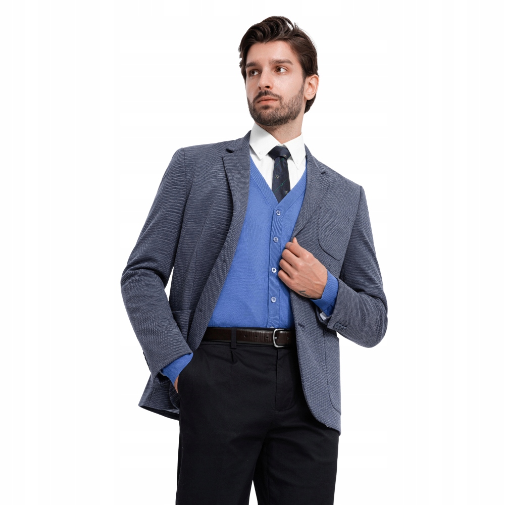 Přiléhavá pánská sako elegantní módní modrá barva V1 OM-BLZB-0129 vel. S