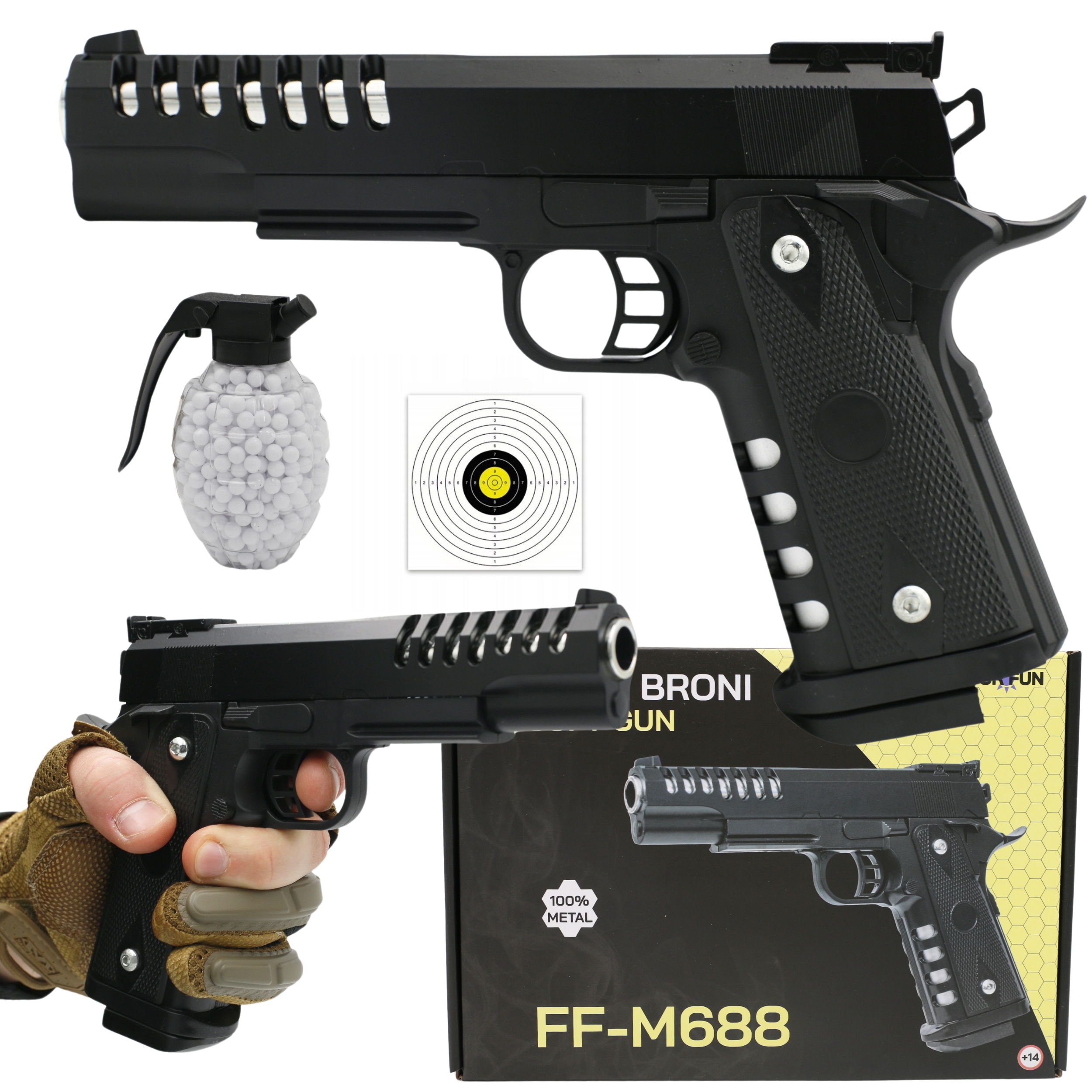 METALOWY PISTOLET NA KULKI COLT M688 REPLIKA IMITACJA METAL GRATIS KULKI