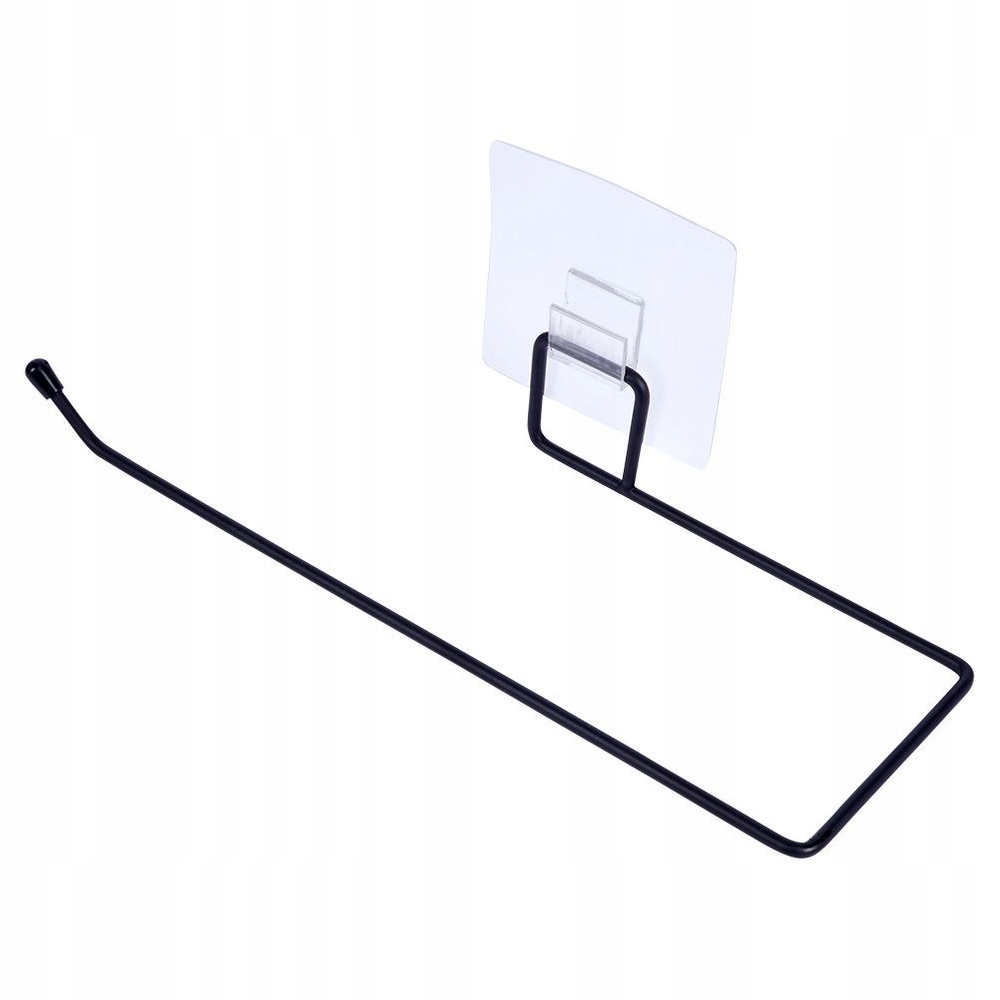 Uchwyt NA RĘCZNIK PAPIEROWY ścienny samoprzylepny wieszak metalowy czarny Kolor czarny