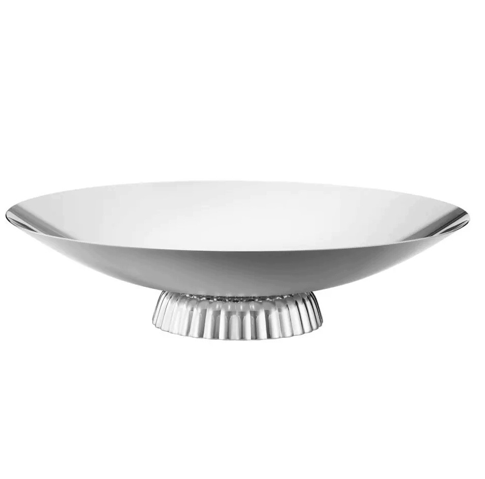 Georg Jensen Bernadotte Ocelová mísa Podnos Dekorativní 40 cm Stříbrná