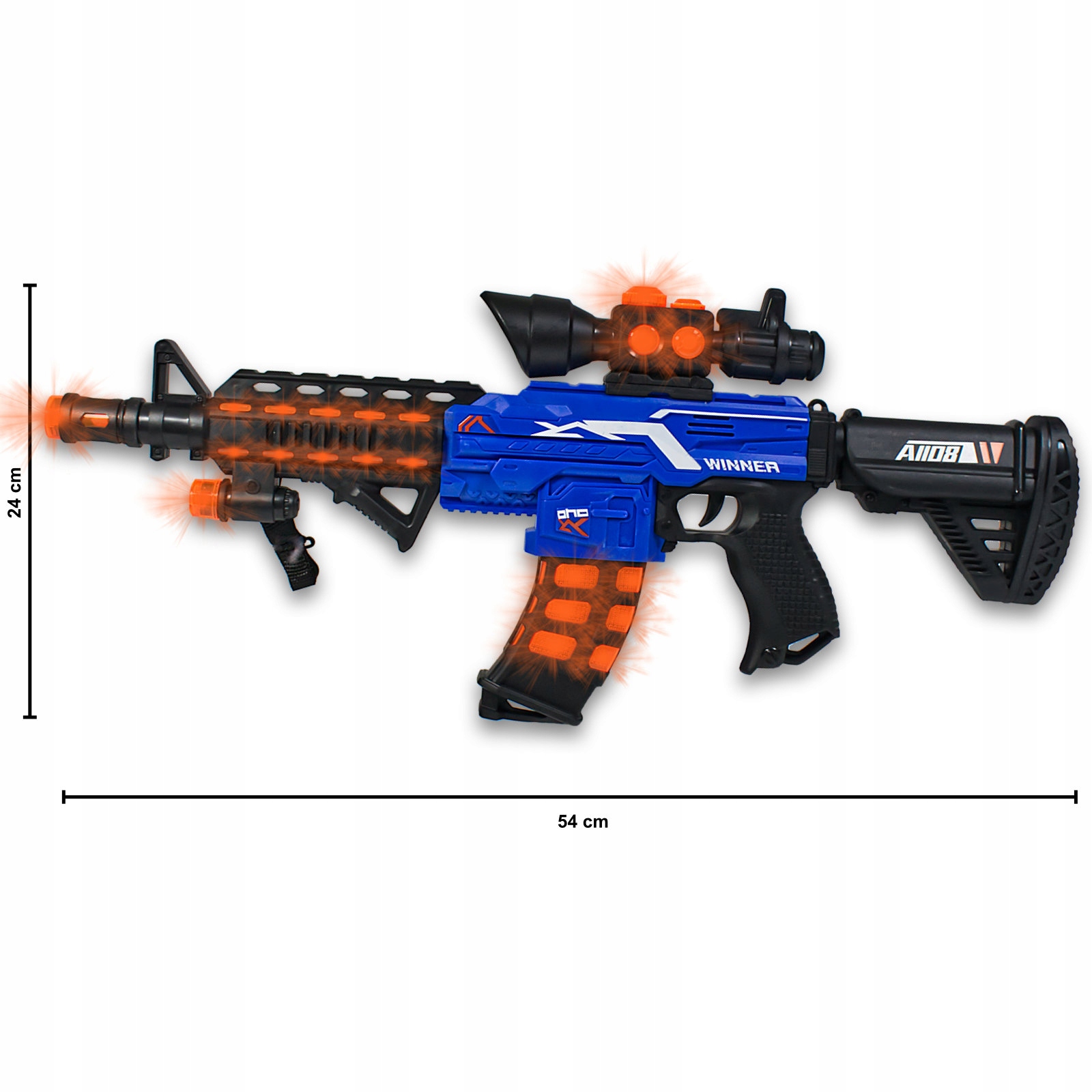 PISTOLET KARABIN DUŻY NA BATERIE ŚWIATŁO DŹWIĘK 54CM KOLOROWY Seria karabiny