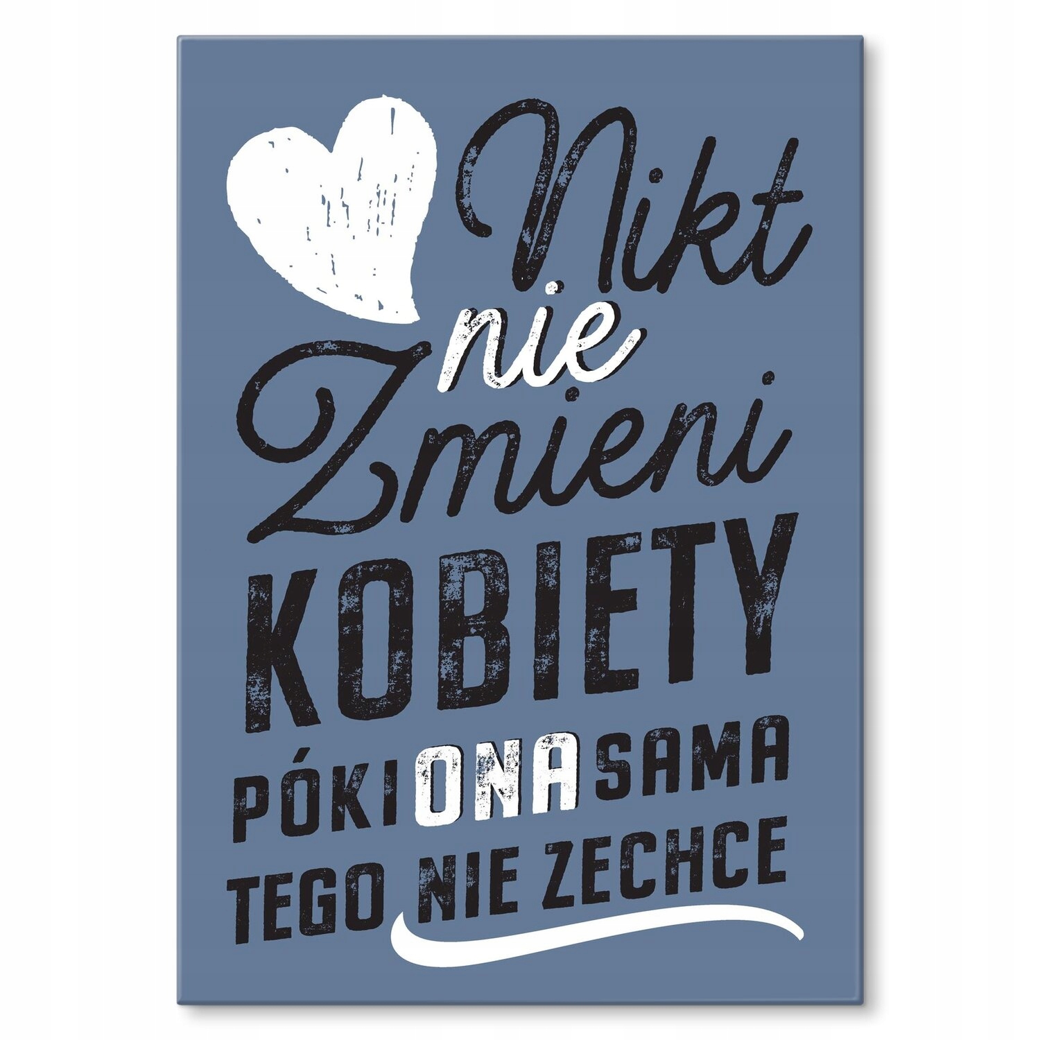 Kovový plakát Nikdo nezmění ženu Dárek 22 x 31 cm