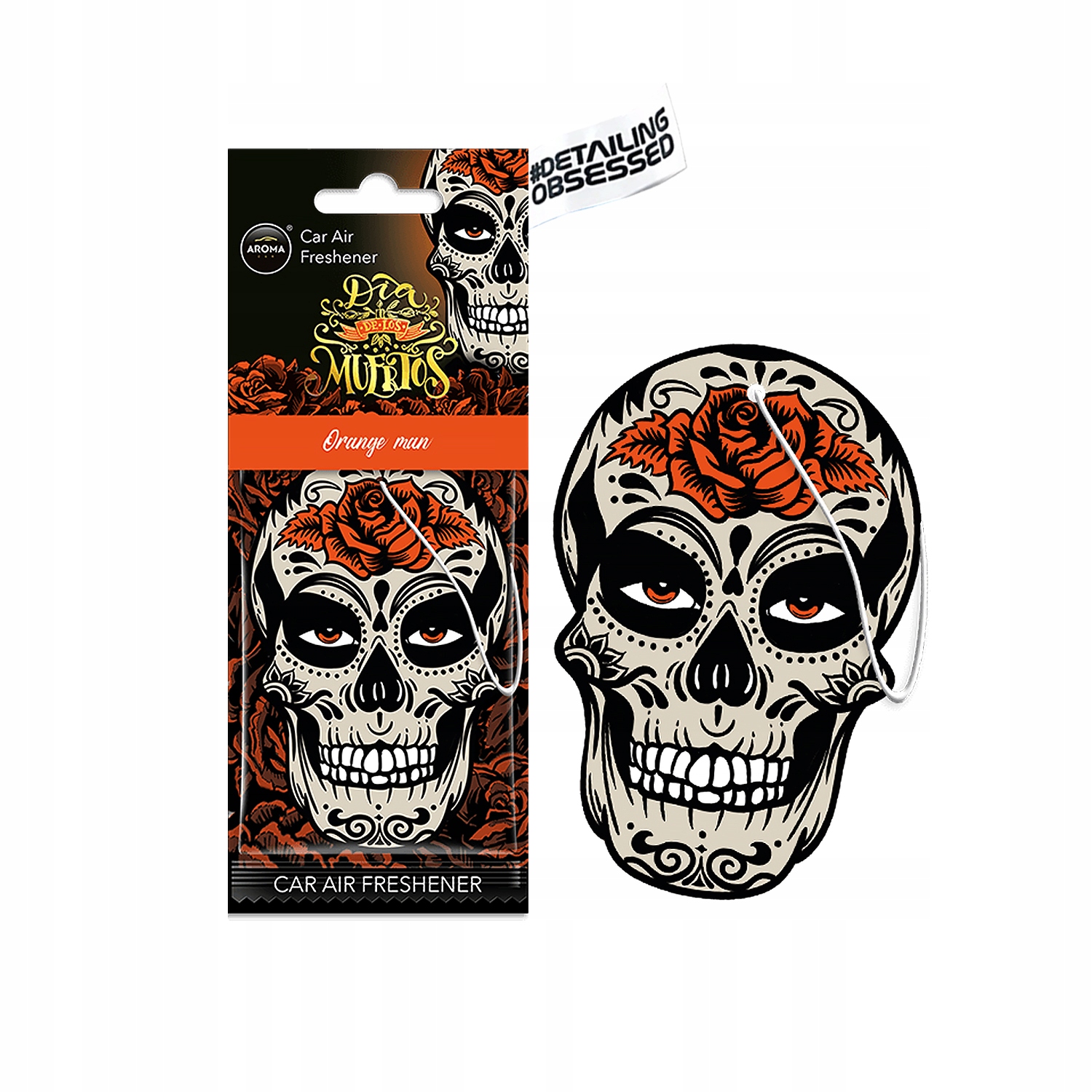 Aroma Orange Man Skull Dia De Los Muertos Celuloza zawieszka zapachowa