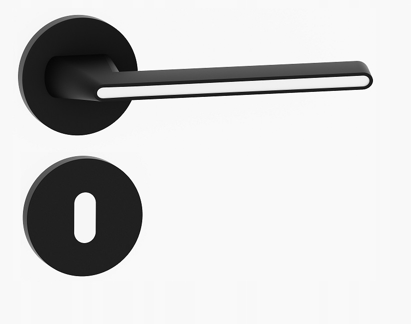 klika na dveře komplet klíč rozety štítek Efenia kulatá černá bílá