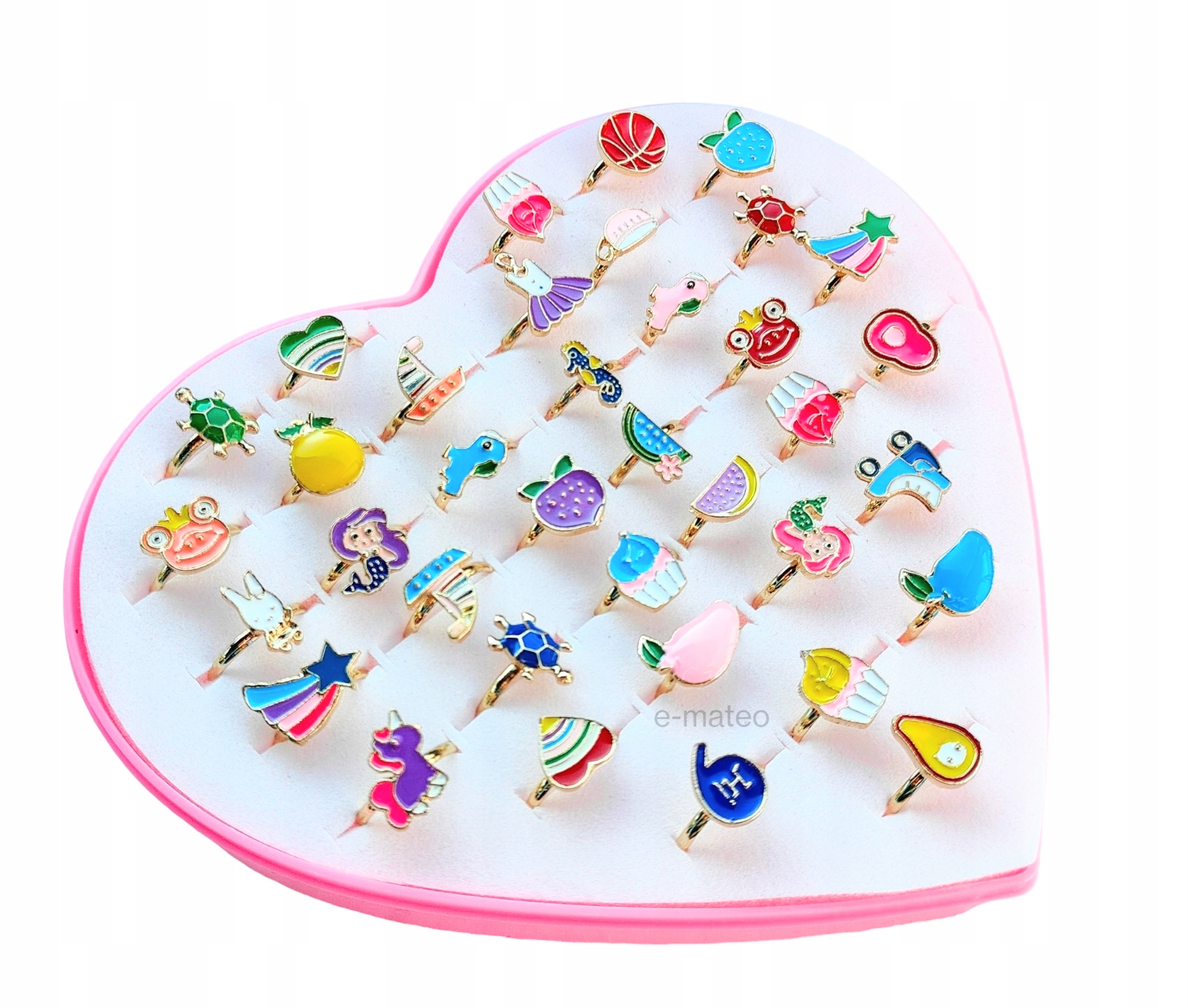 ZESTAW PIERŚCIONKI DLA DZIEWCZYNKI 36szt Biżuteria Materiał Inny