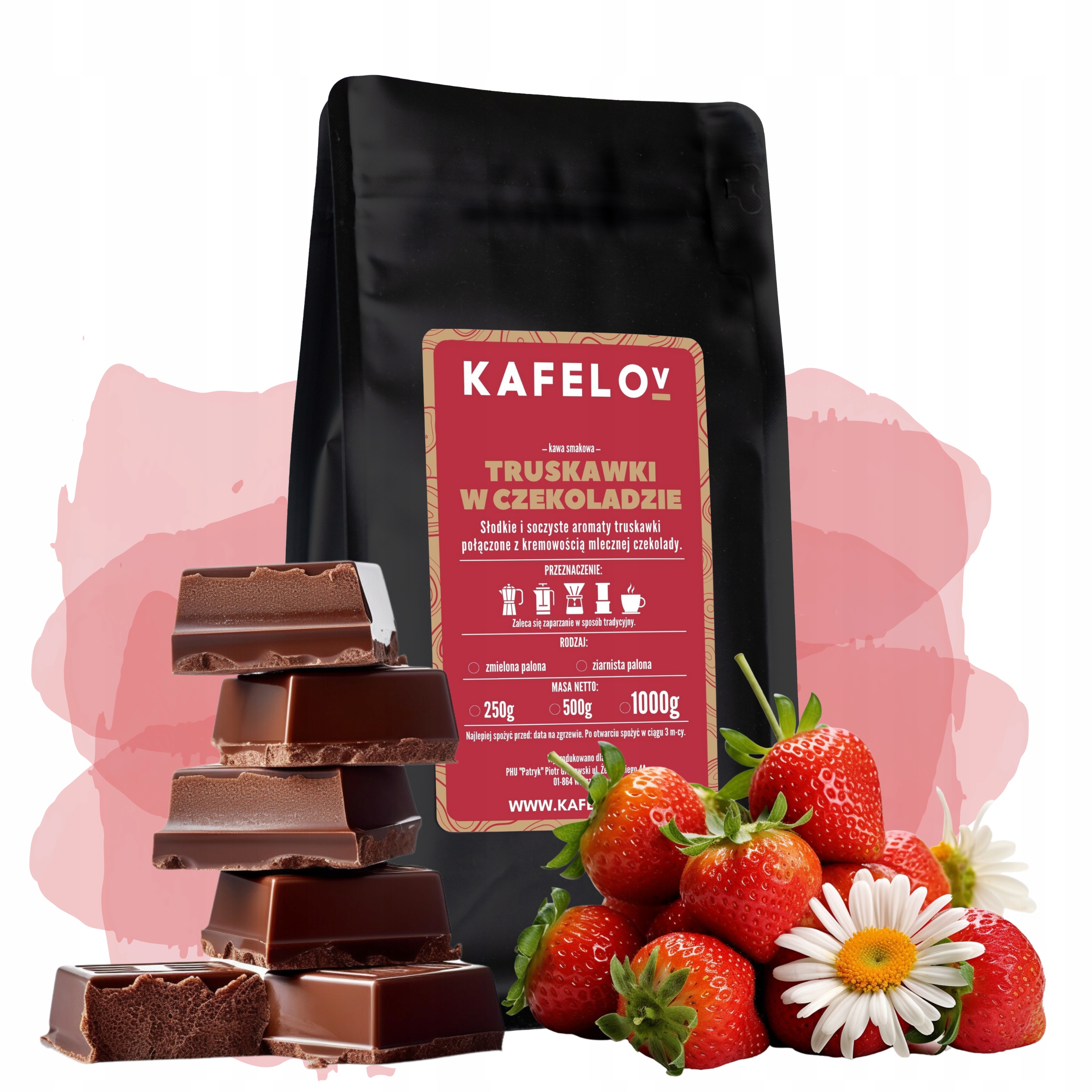 Levně Káva Kafelov Jahody V Čokoládě 1000 g zrno