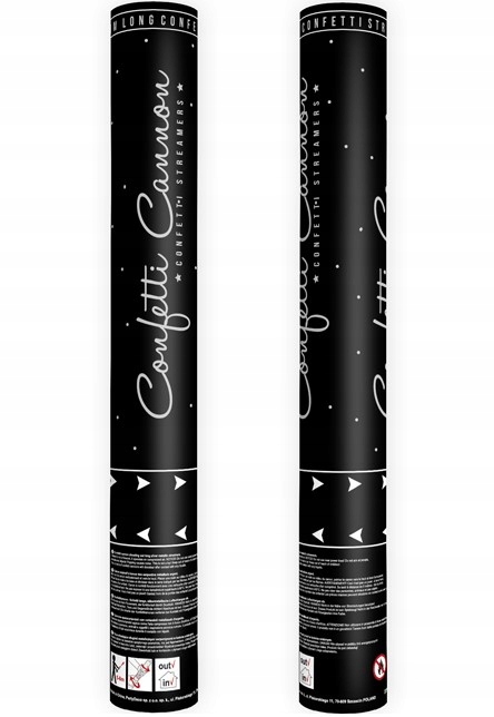 TUBA STRZELAJĄCA KONFETTI SREBRNE METALICZNE SERPENTYNY NA ŚLUB WESELE 40CM Płeć uniseks