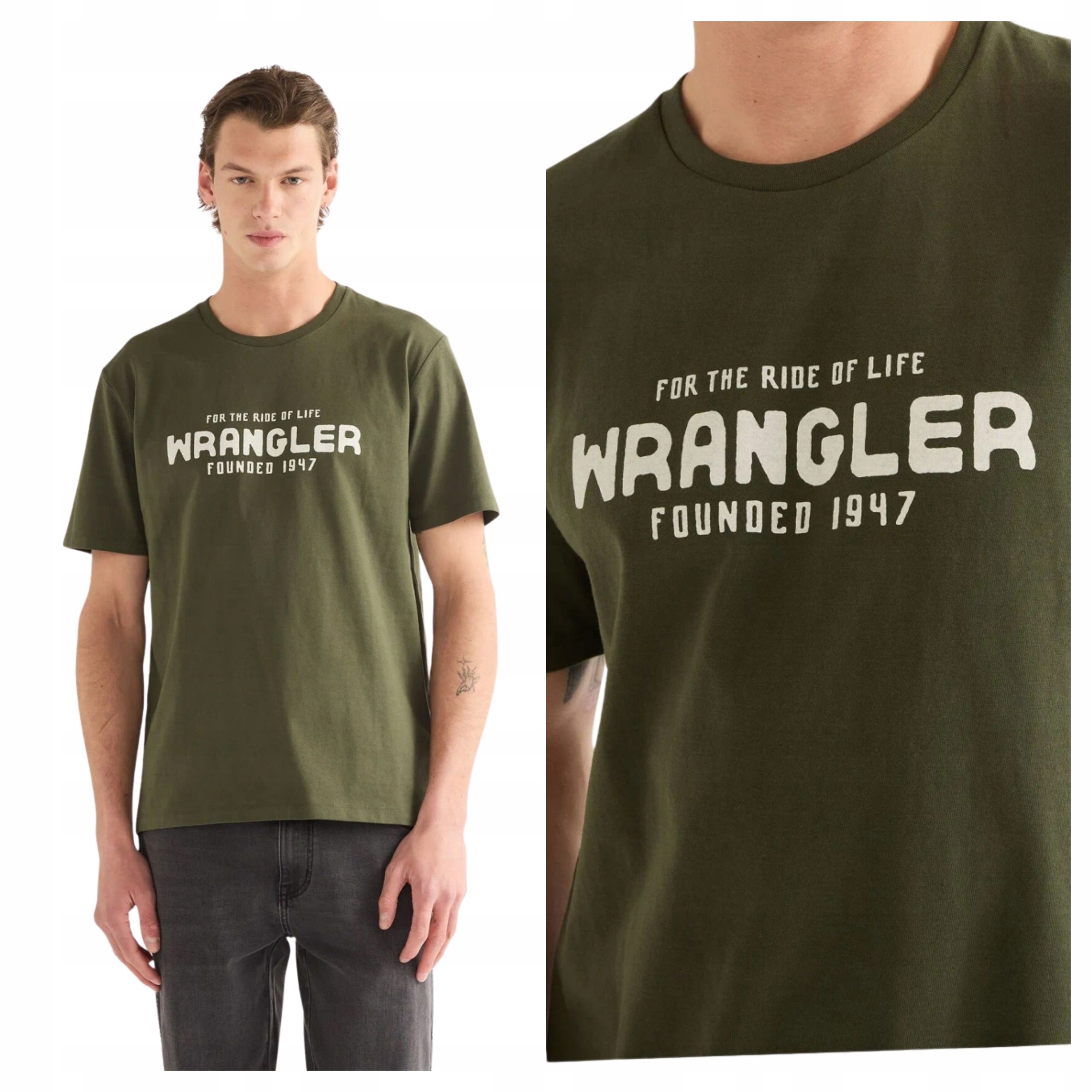 pánské tričko Wrangler Graphic Tee Tmavě zelené Tričko S Potiskem L