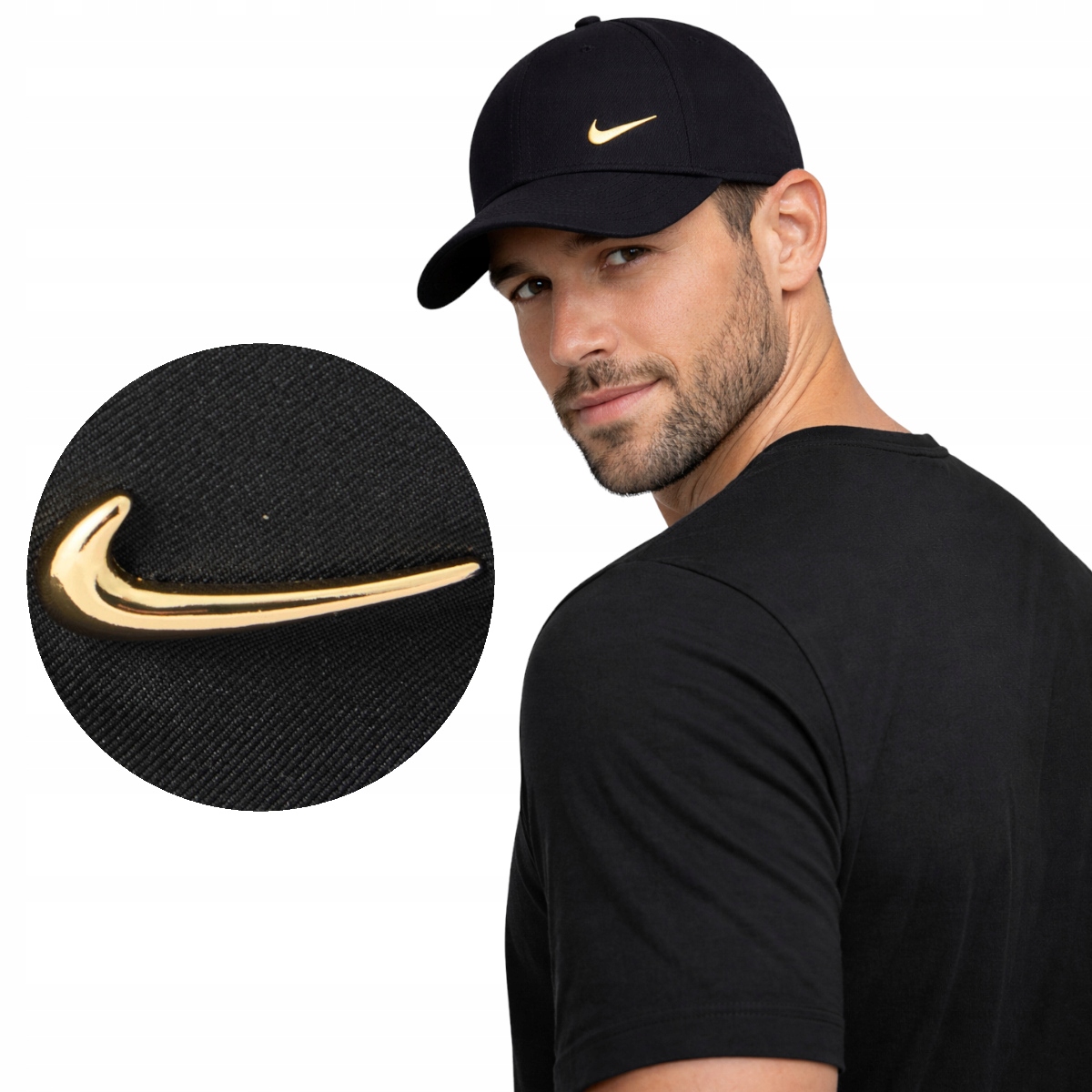 Czapka z Daszkiem Nike Dri-FIT Club Czarna Metalowe Logo Bejsbolówka S M