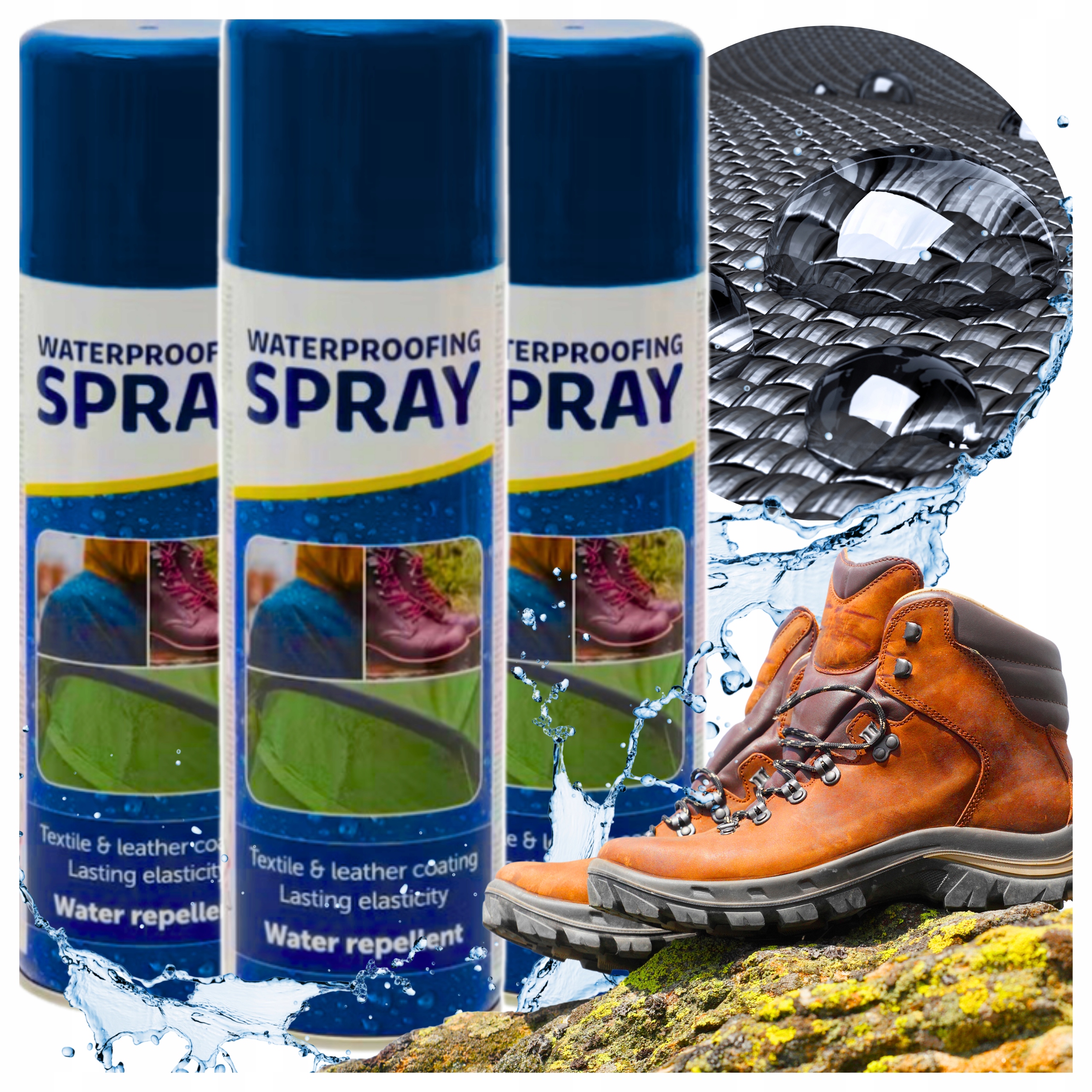 3X Impregnat Do Butów Wodoodporny Spray Skóra Zamsz Tekstylia antyfobowy