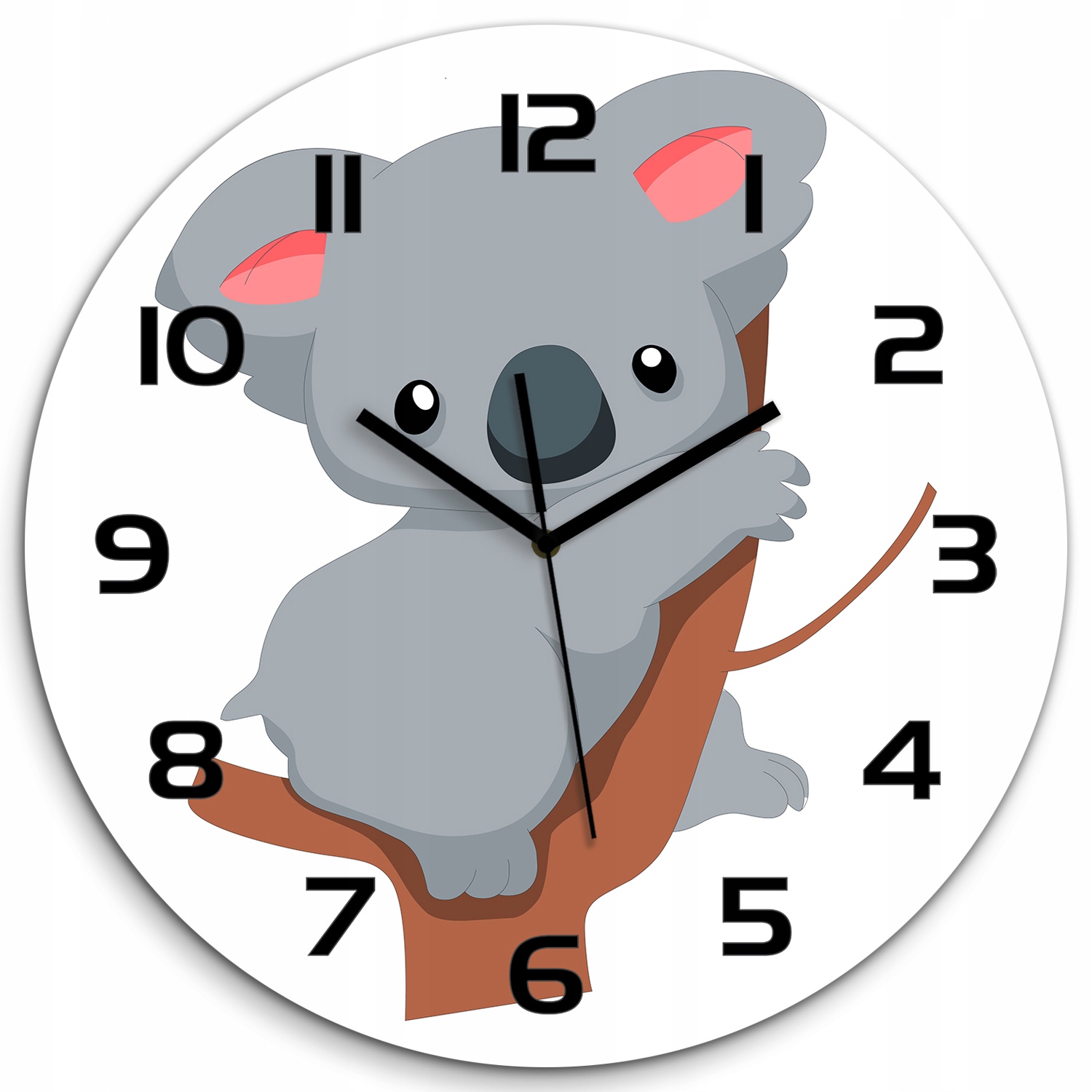 

Duży szklany zegar ścienny Koala na drzewie fi 60
