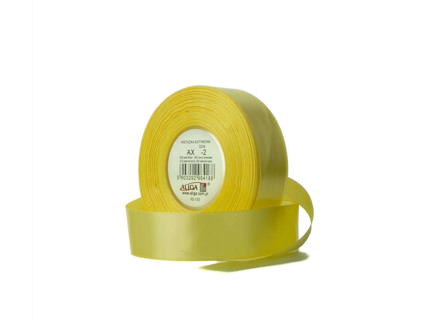 Stuha saténová 38mmx32m Žlutá 4ks AX38-02
