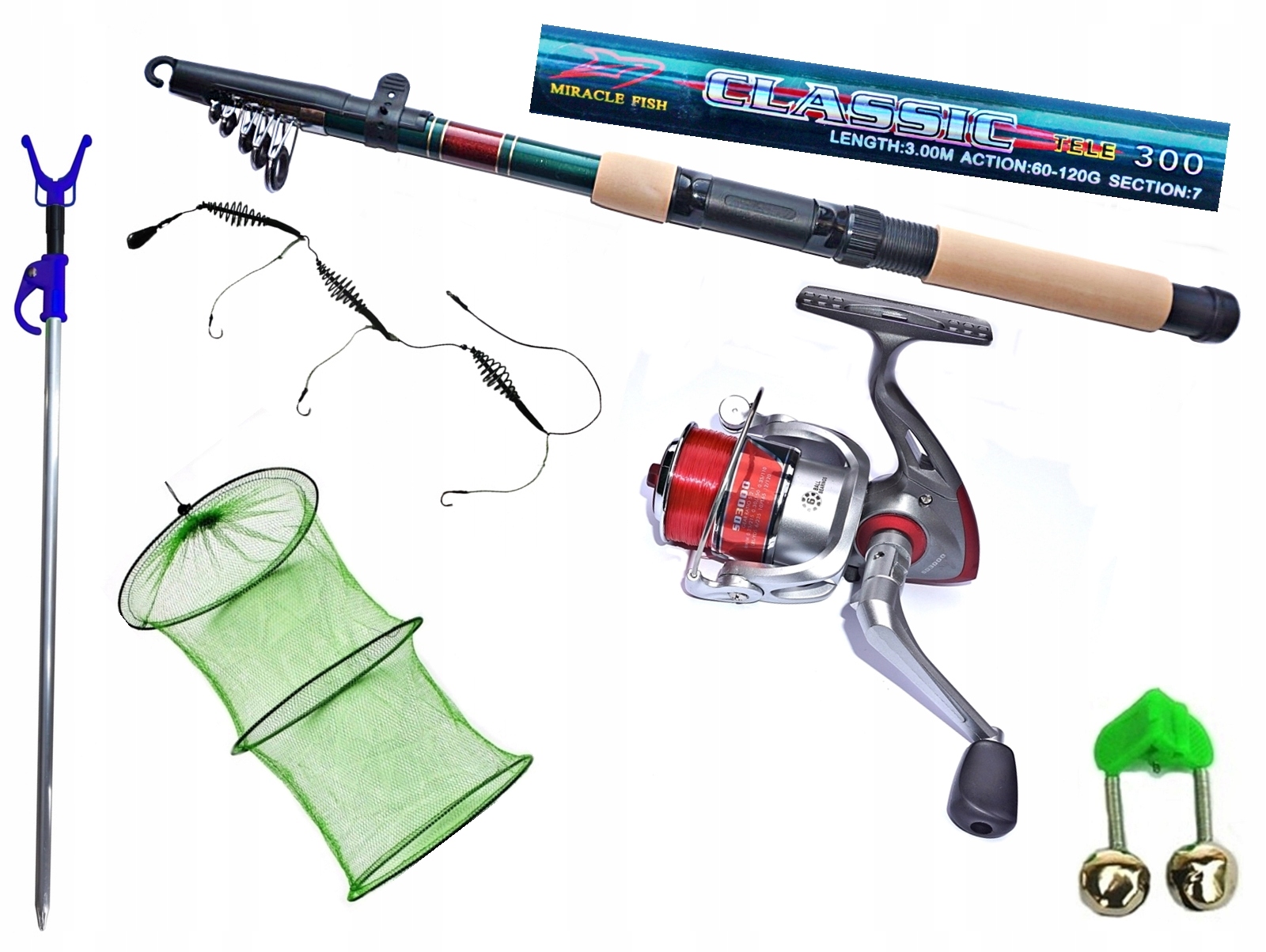WĘDKA GRUNTOWA CLASSIC 300cm. + KOŁOWROTEK SD 3000 RED + AKCESORIA.
