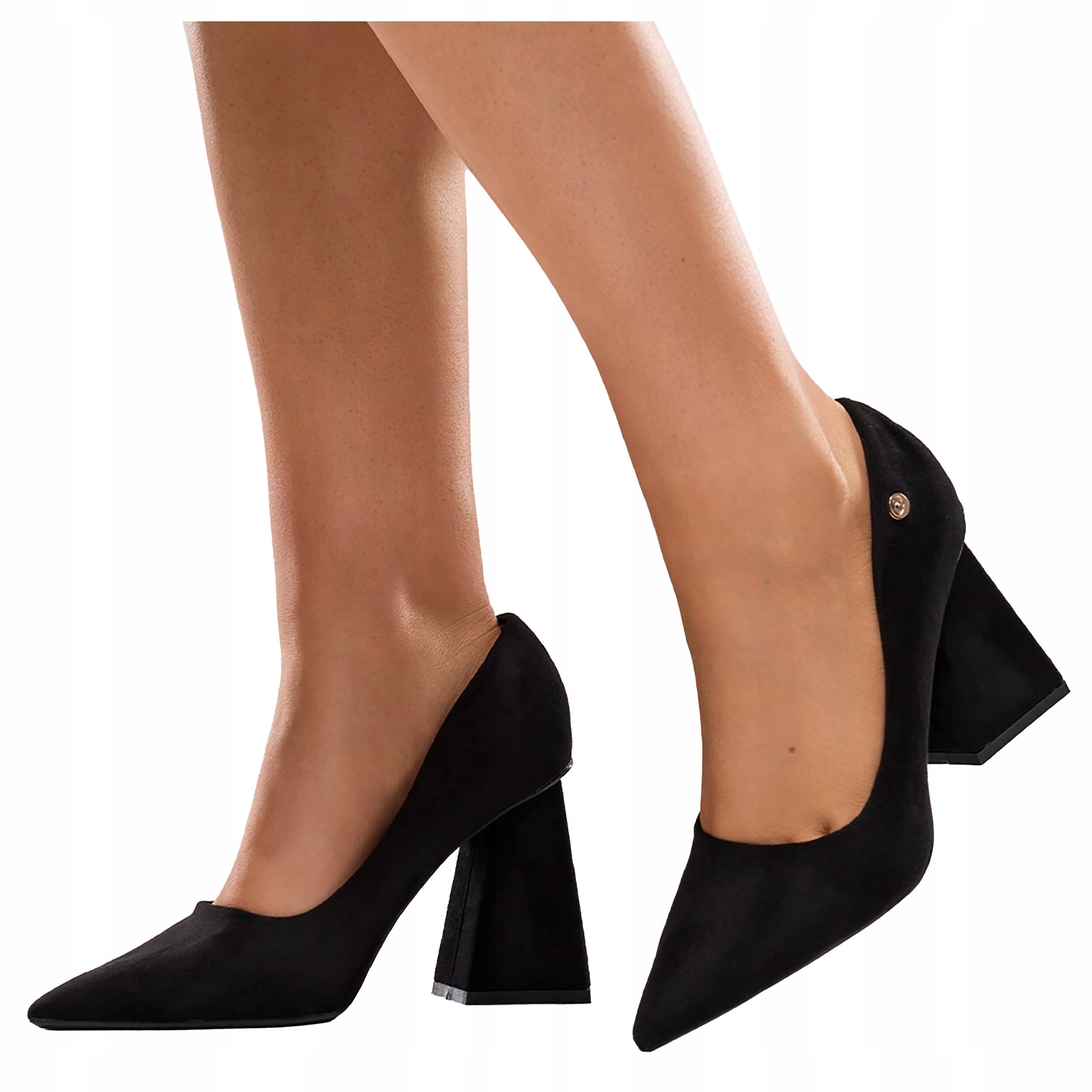 Černé Lodičky Dámské ozdobné podpatky Nosek Špic Kožená Vložka vel 41