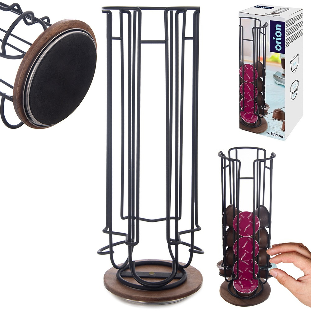 Levně Černý kovový otočný stojan na kávové kapsle Radka 33,5 cm