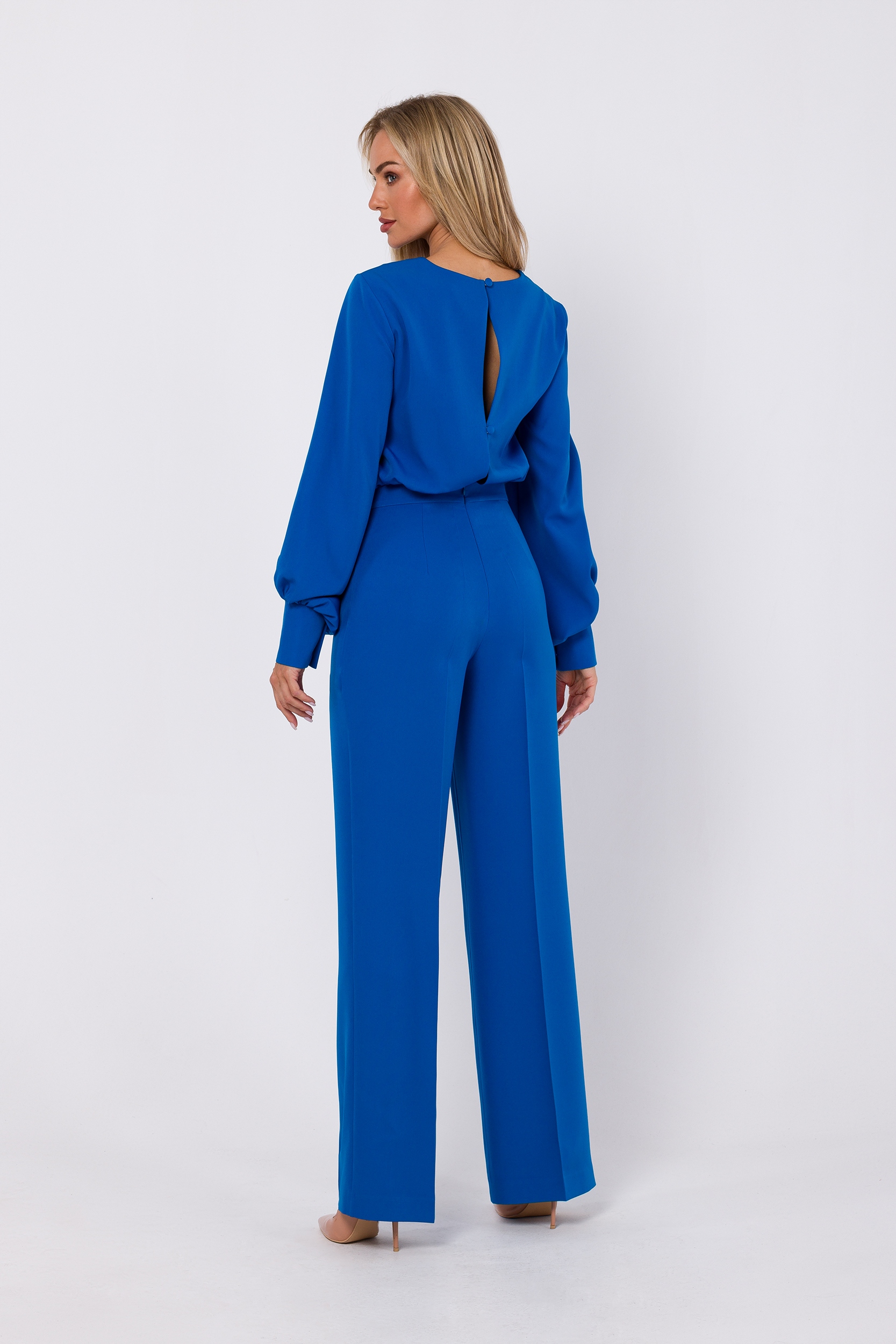 KOMBINEZON DAMSKI ELEGANCKI KOBIECY LUŹNY DŁUGI RĘKAW NIEBIESKI 42 XL EAN (GTIN) 5905563713174