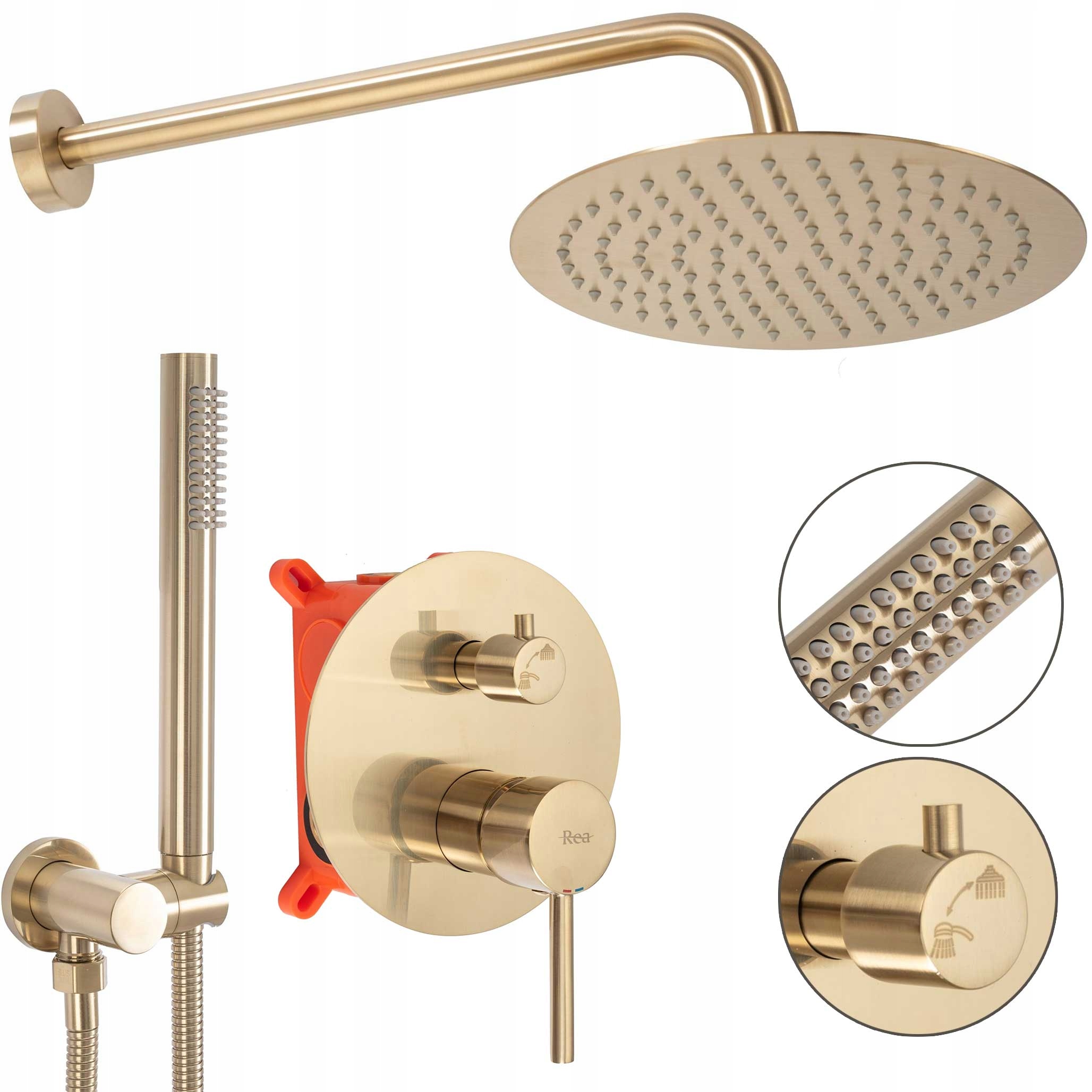 Podomietkový sprchový set Lungo Zlatý kartáčovaný Box